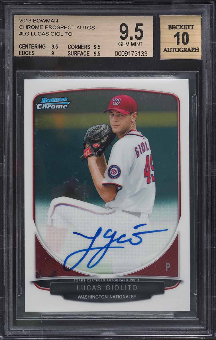 2013 Bowman Chrome Prospect Lucas Giolito ROOKIE AUTO #BCP-LG BGS 9.5 GEM MINT