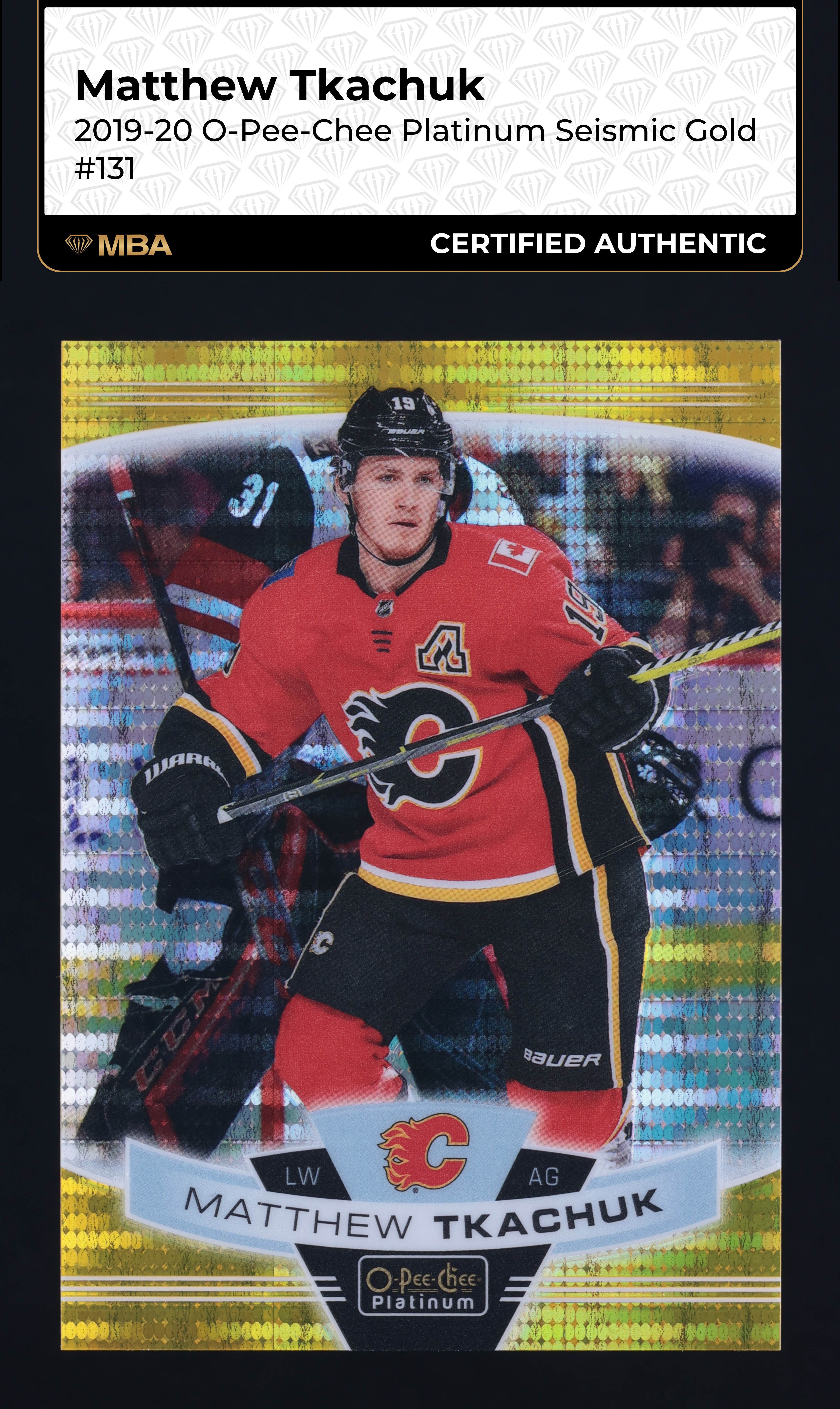 2019 O-Pee-Chee Platinum Seismic Gold Matthew Tkachuk /50 #131 MBA AUTH