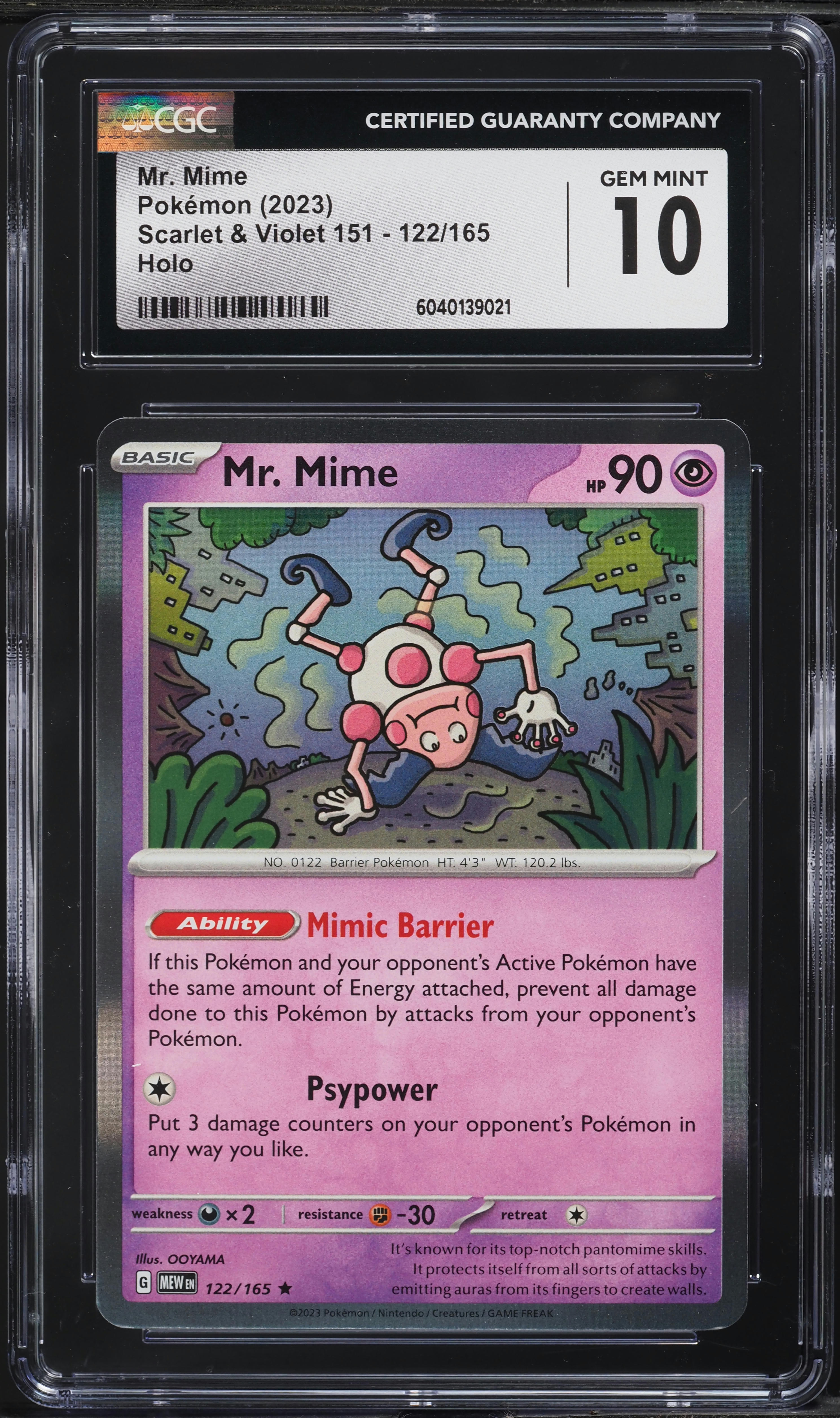 2023 Pokemon Scarlet & Violet 151 Holo Mr. Mime #122 CGC 10 GEM MINT