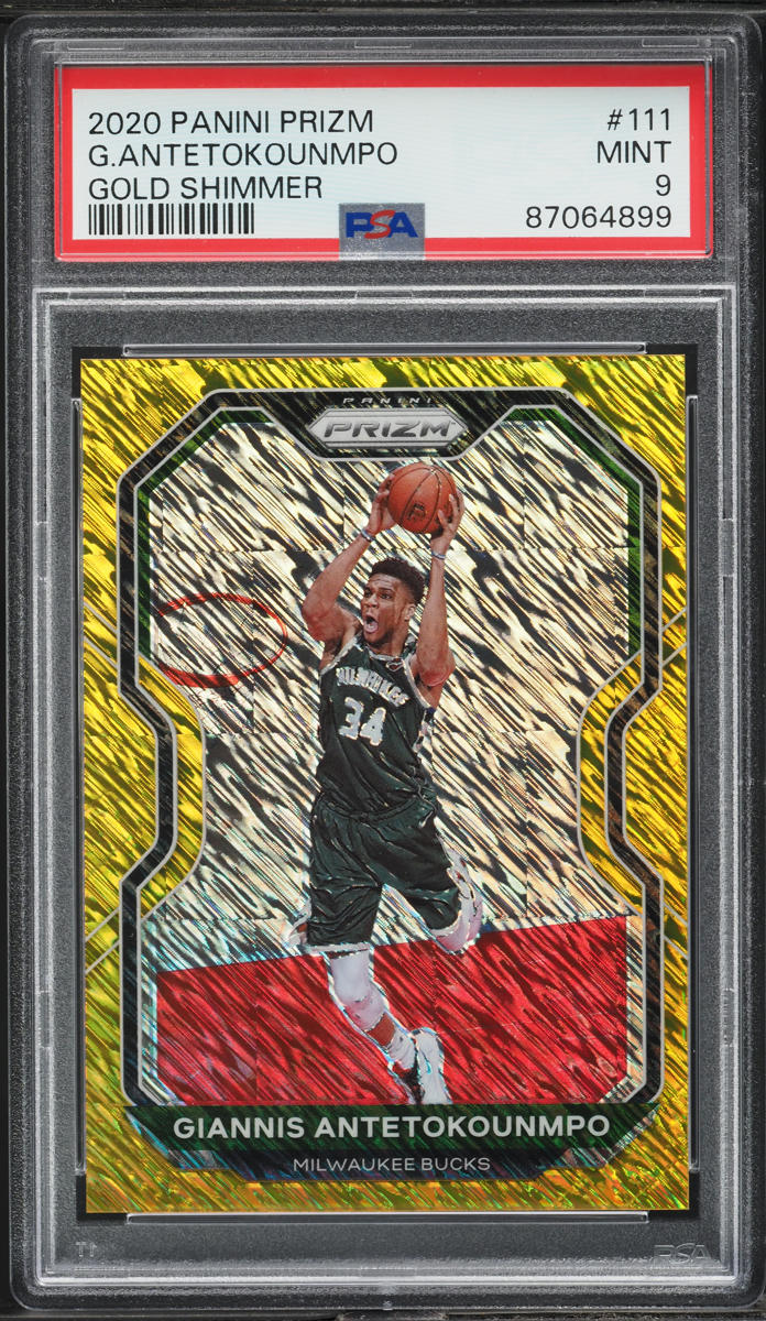 2020 Panini Prizm Gold Shimmer Giannis Antetokounmpo 10/10 #111 PSA 9 MINT