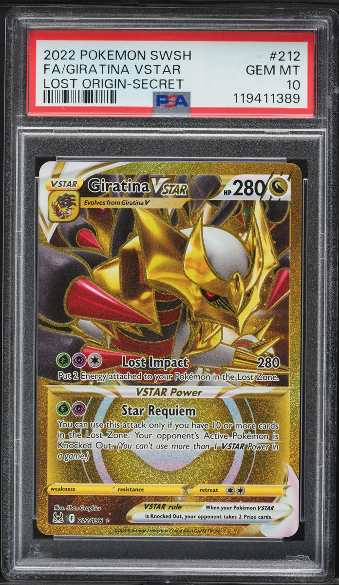 2022 Pokemon SWSH Lost Origin Gold Rare Giratina VSTAR #212 PSA 10 GEM MINT