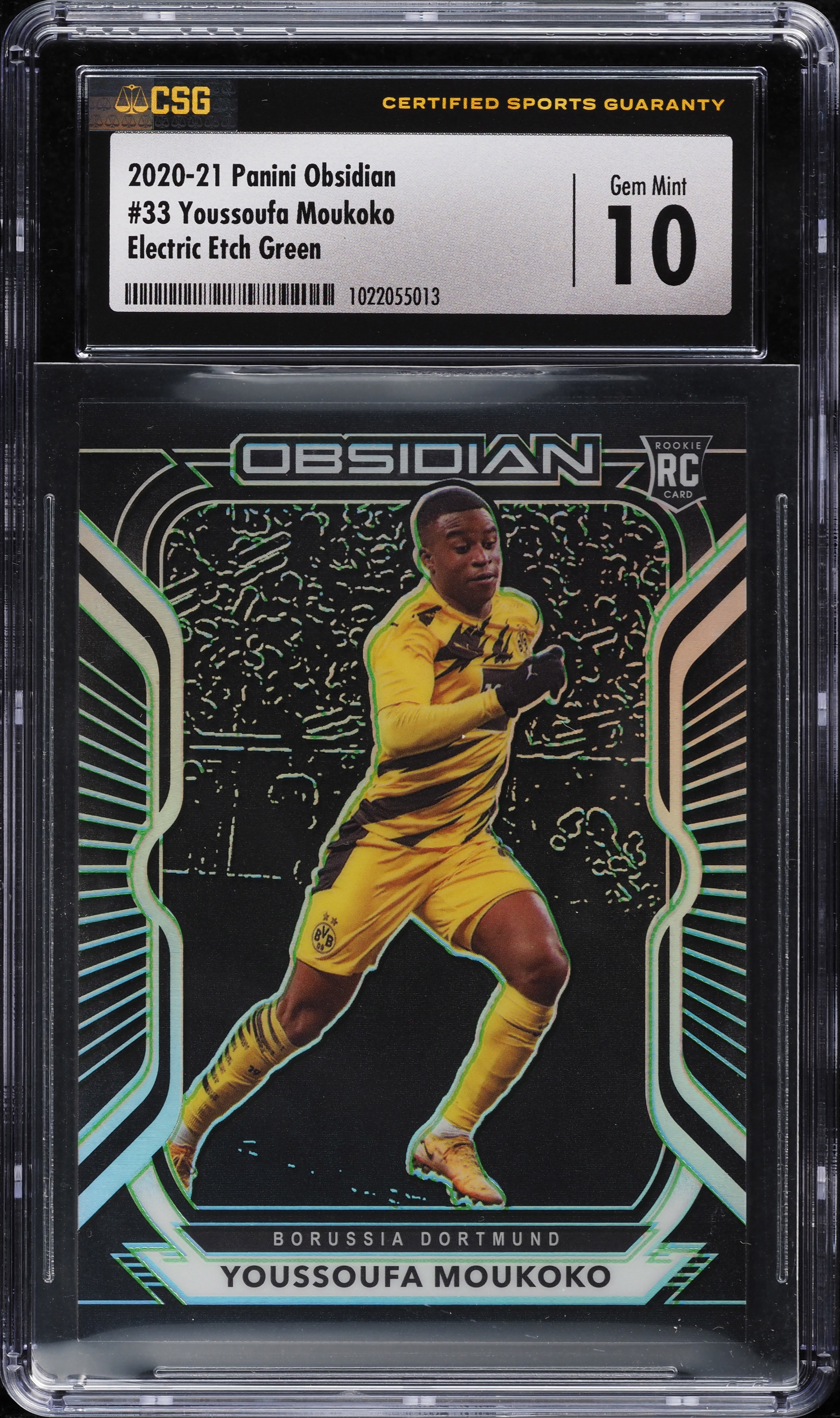 2020 Panini Obsidian E/E Green Youssoufa Moukoko ROOKIE 25/25 #33 CSG 10 GEM