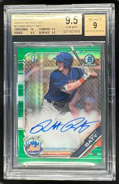2019 Bowman Draft Chrome Green Refractor #CDA-BB Brett Baty Auto /99 BGS 9.5