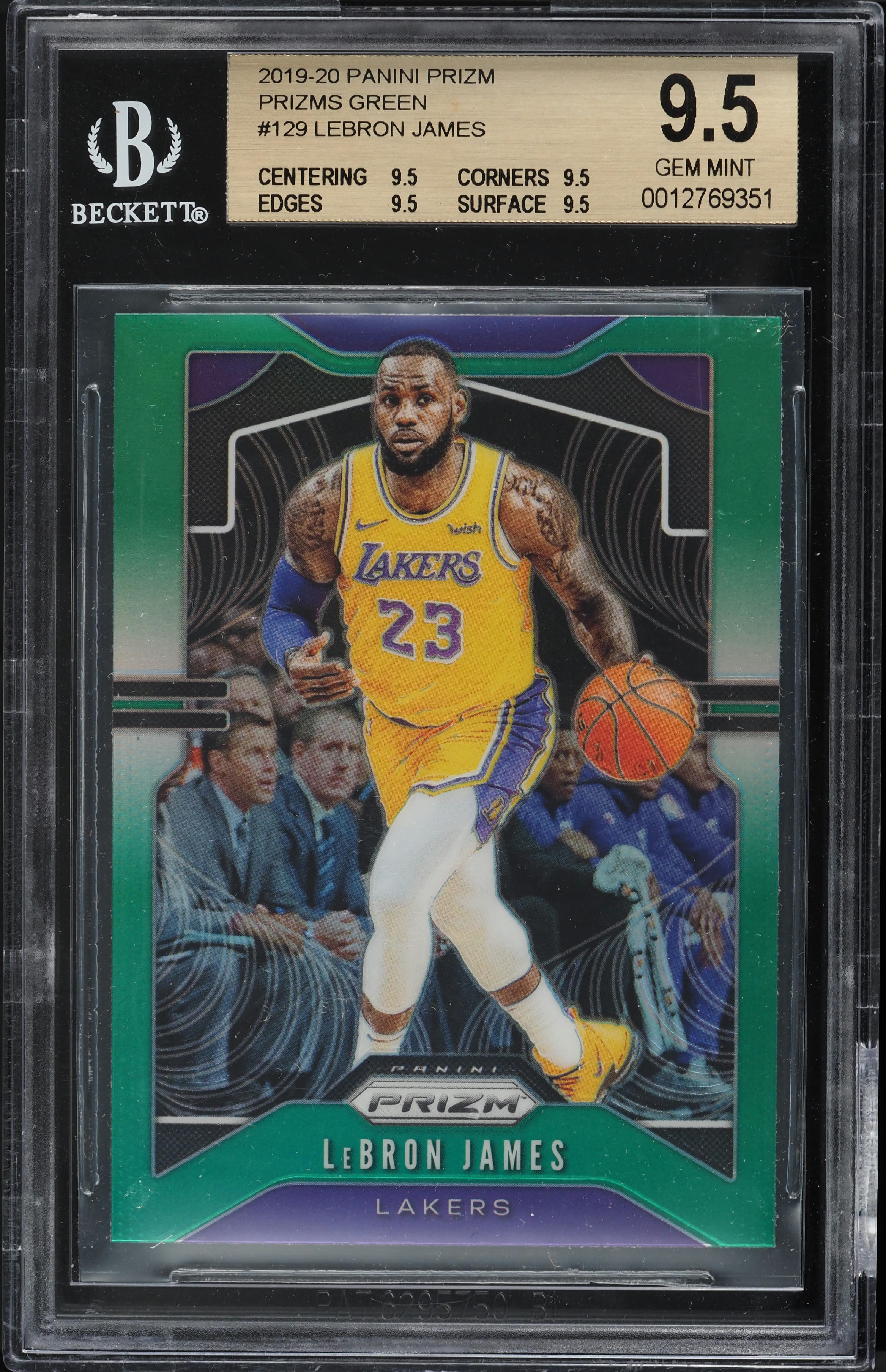 2019 Panini Prizm Green LeBron James #129 BGS 9.5 GEM MINT