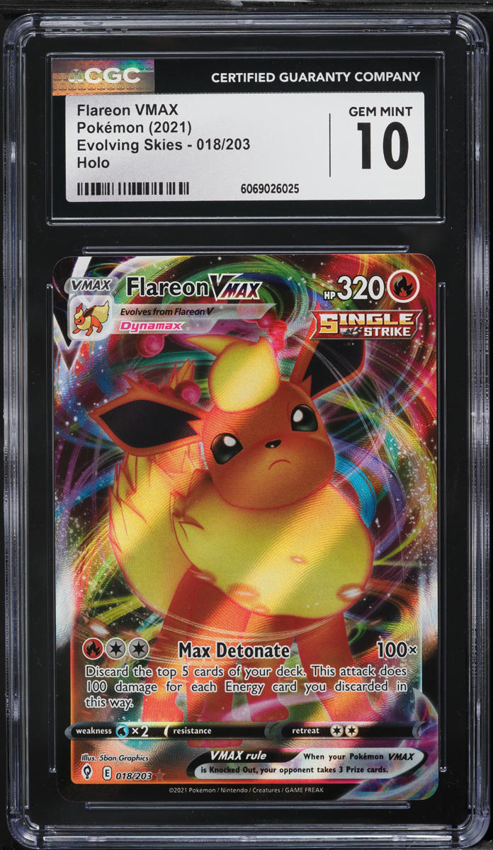 2021 Pokemon Sword & Shield Evolving Skies Flareon VMAX #18 CGC 10 GEM MINT