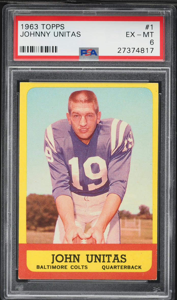 1963 Topps Football Johnny Unitas #1 PSA 6 EXMT