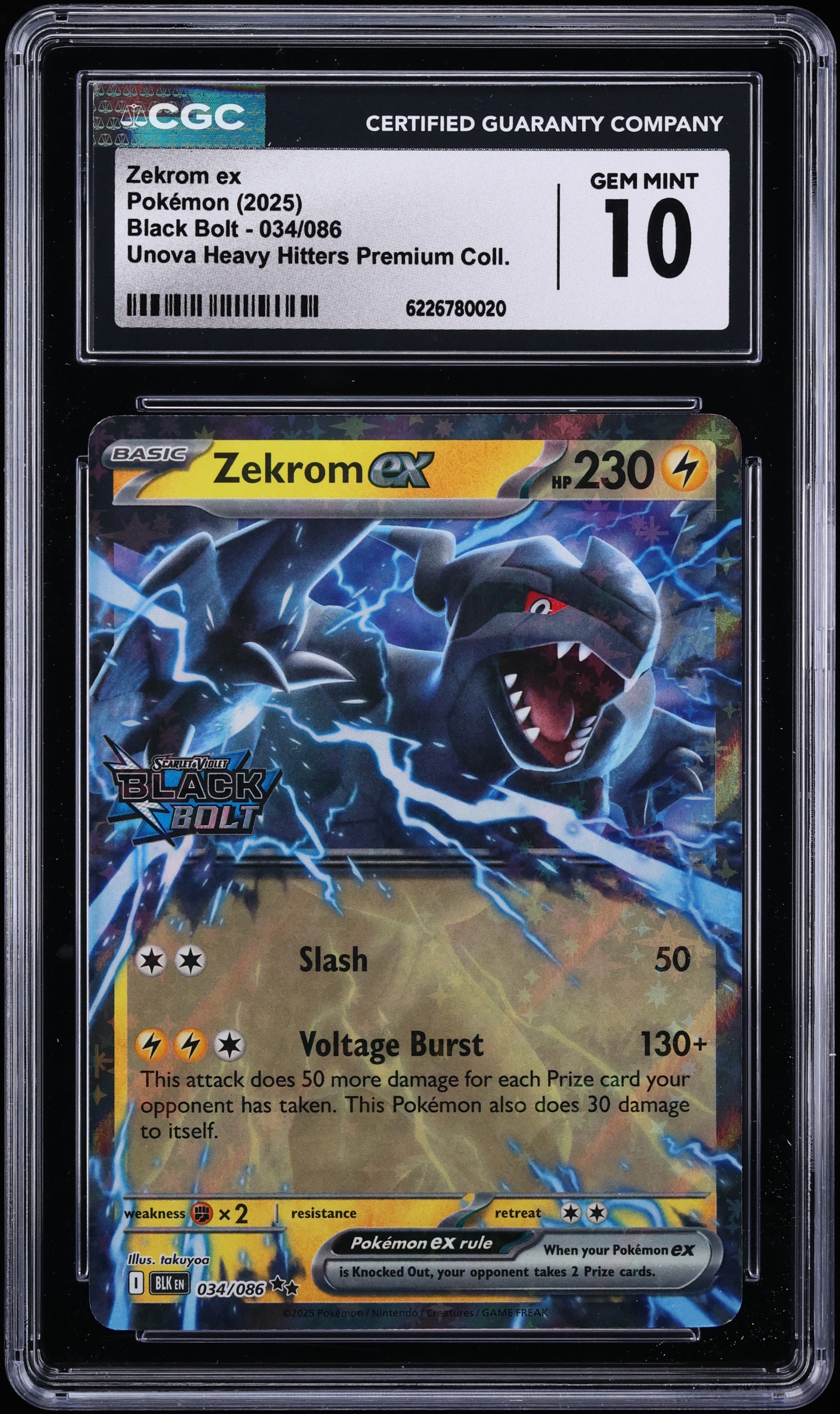 2025 Pokemon Scarlet & Violet Black Bolt Unova Heavy Hitters Holo Zekrom Ex #34 CGC 10 GEM MINT