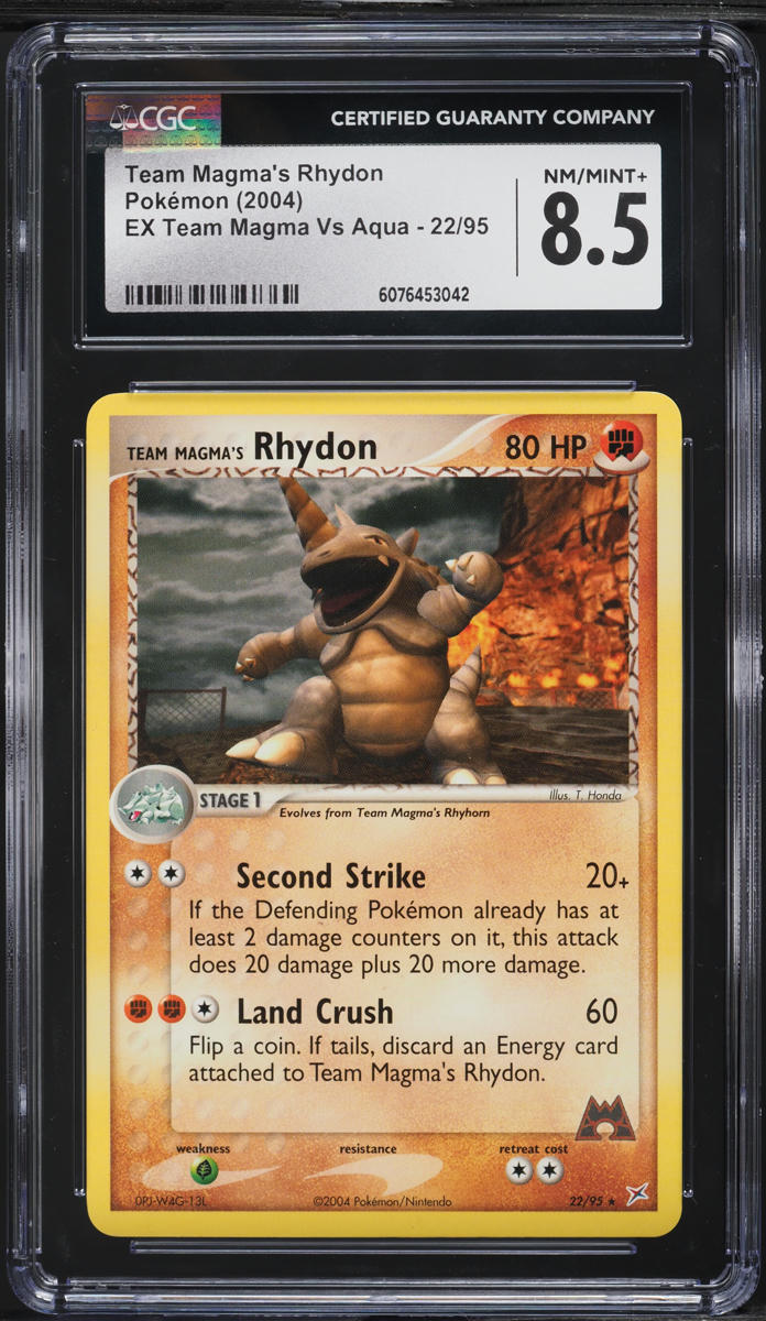 2004 Pokemon EX Team Magma Vs Aqua Team Magma's Rhydon #22 CGC 8.5 NM-MT+