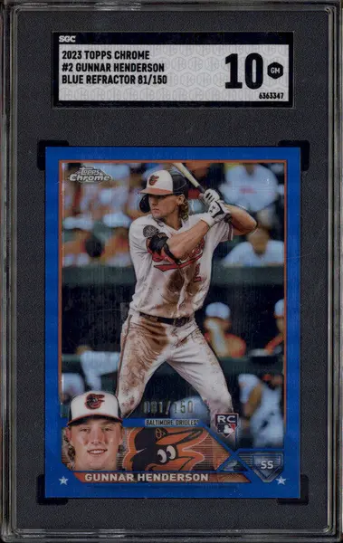 2023 Topps Chrome Blue Refractor #2 Gunnar Henderson RC /150 SGC 10