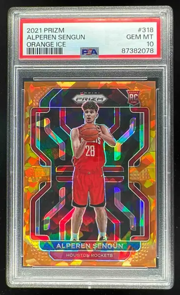 2021-22 Panini Prizm Orange Ice #318 Alperen Sengun RC PSA 10
