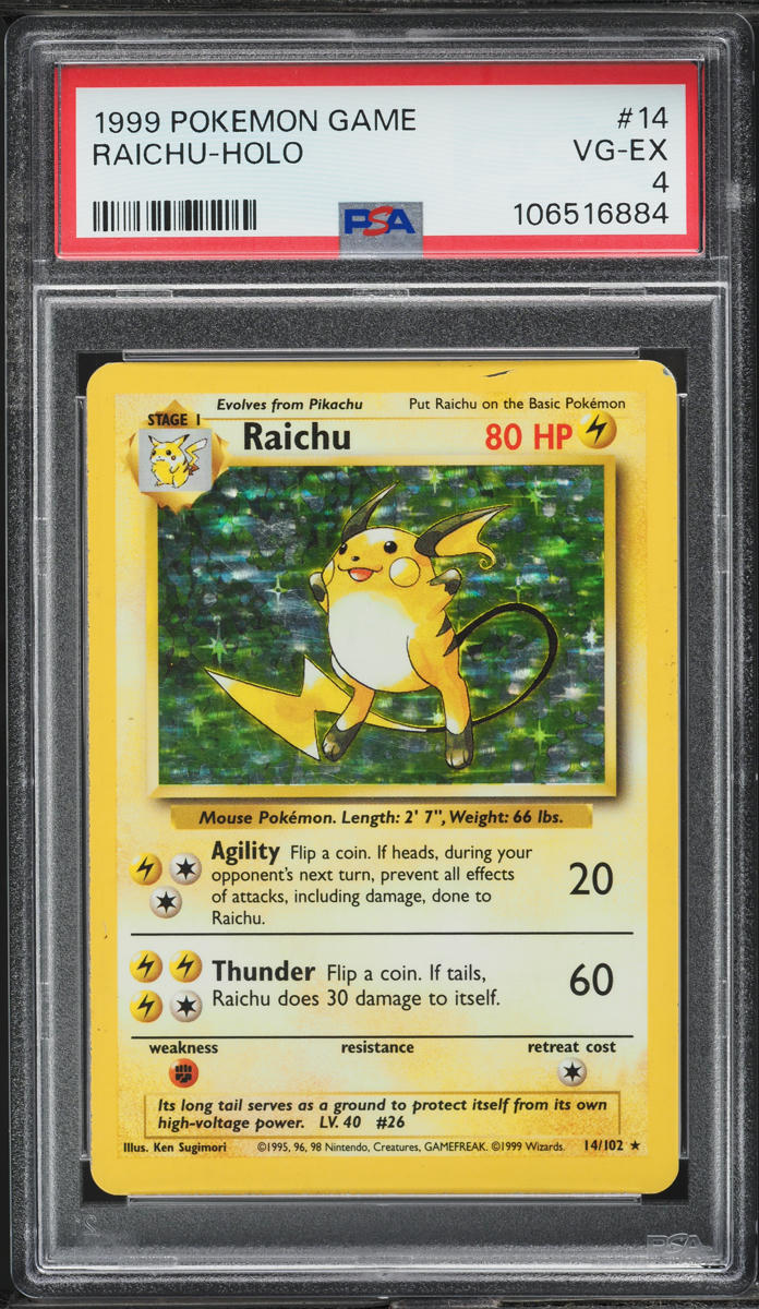1999 Pokemon Base Set Holo Raichu #14 PSA 4 VGEX