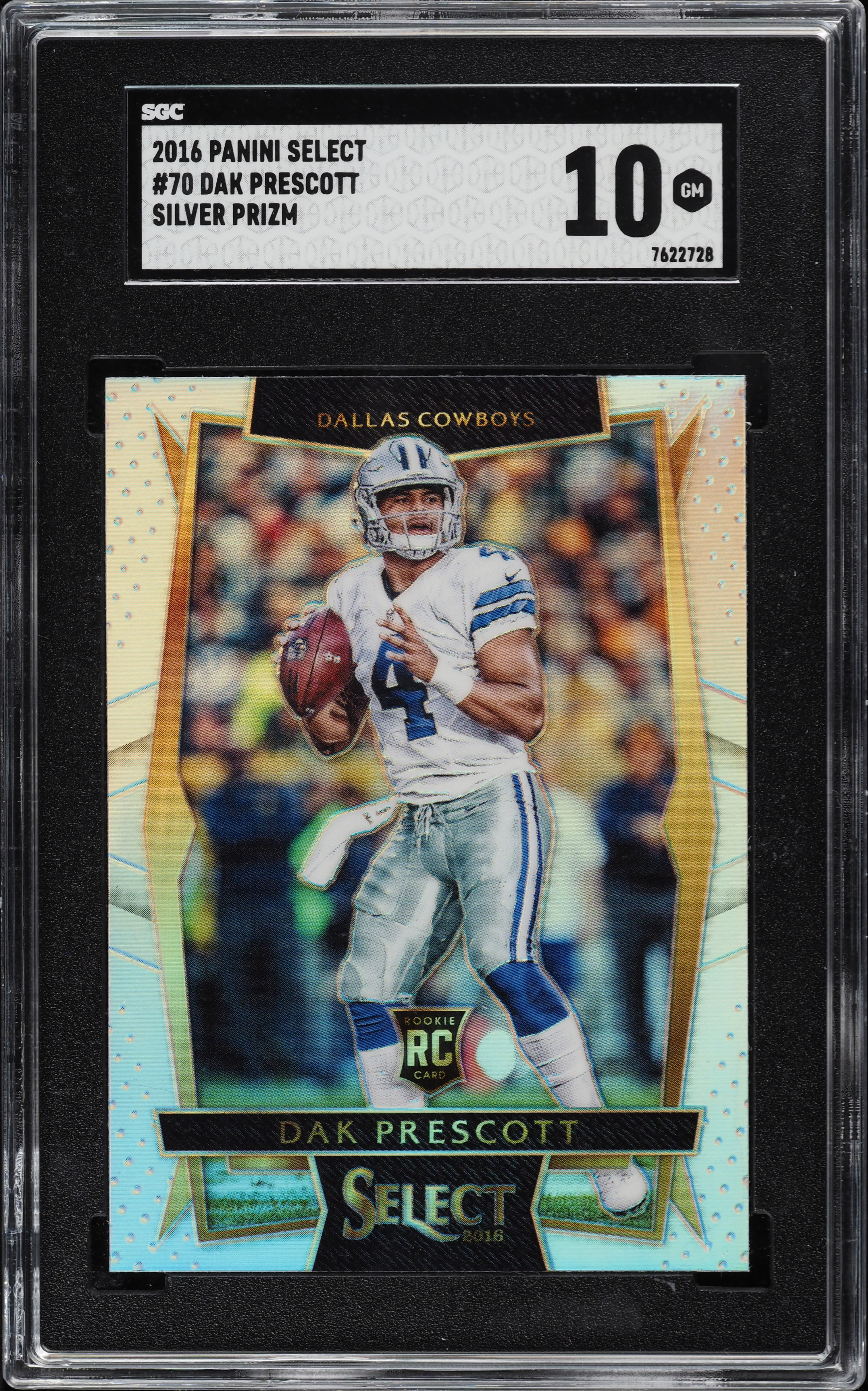 2016 Select Concourse Silver Prizm Dak Prescott ROOKIE #70 SGC 10 GEM MINT