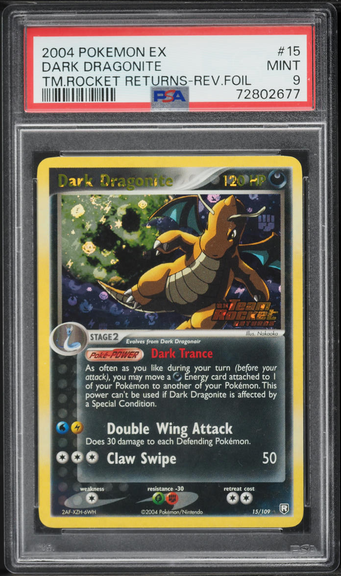 2004 Pokemon EX Team Rocket Returns Reverse Holo Dark Dragonite #15 PSA 9 MINT