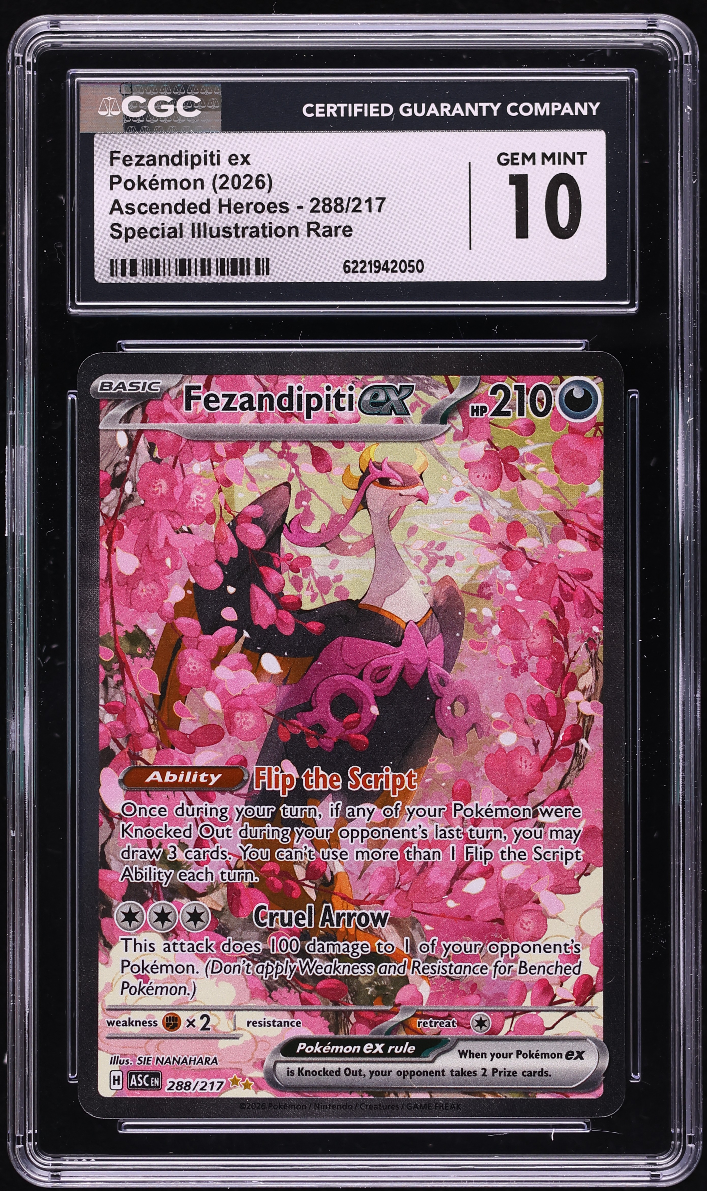 2026 Pokemon Mega Evolution Ascended Heroes SIR Fezandipiti EX #288 CGC 10 GEM MINT