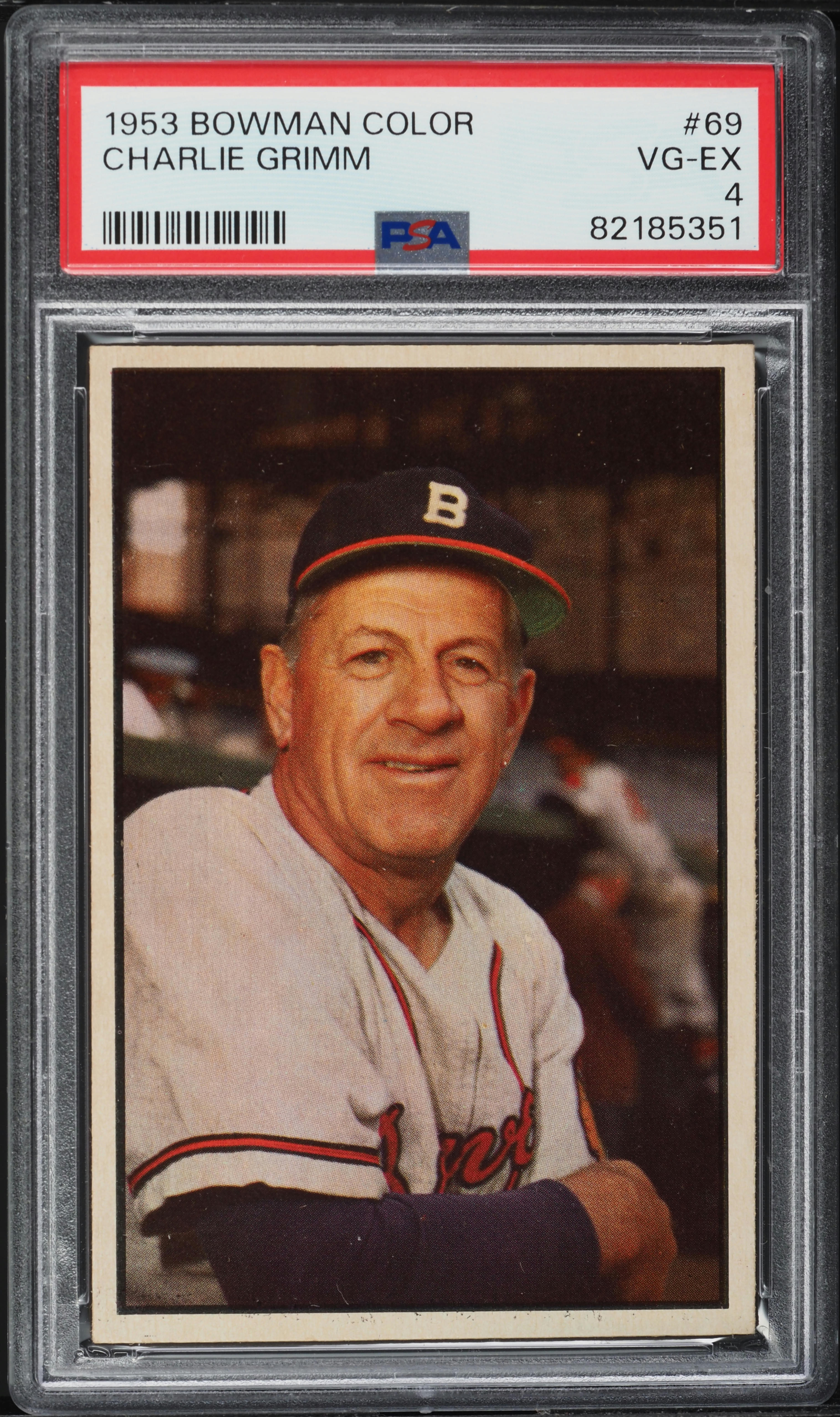 1953 Bowman Color Charlie Grimm #69 PSA 4 VGEX