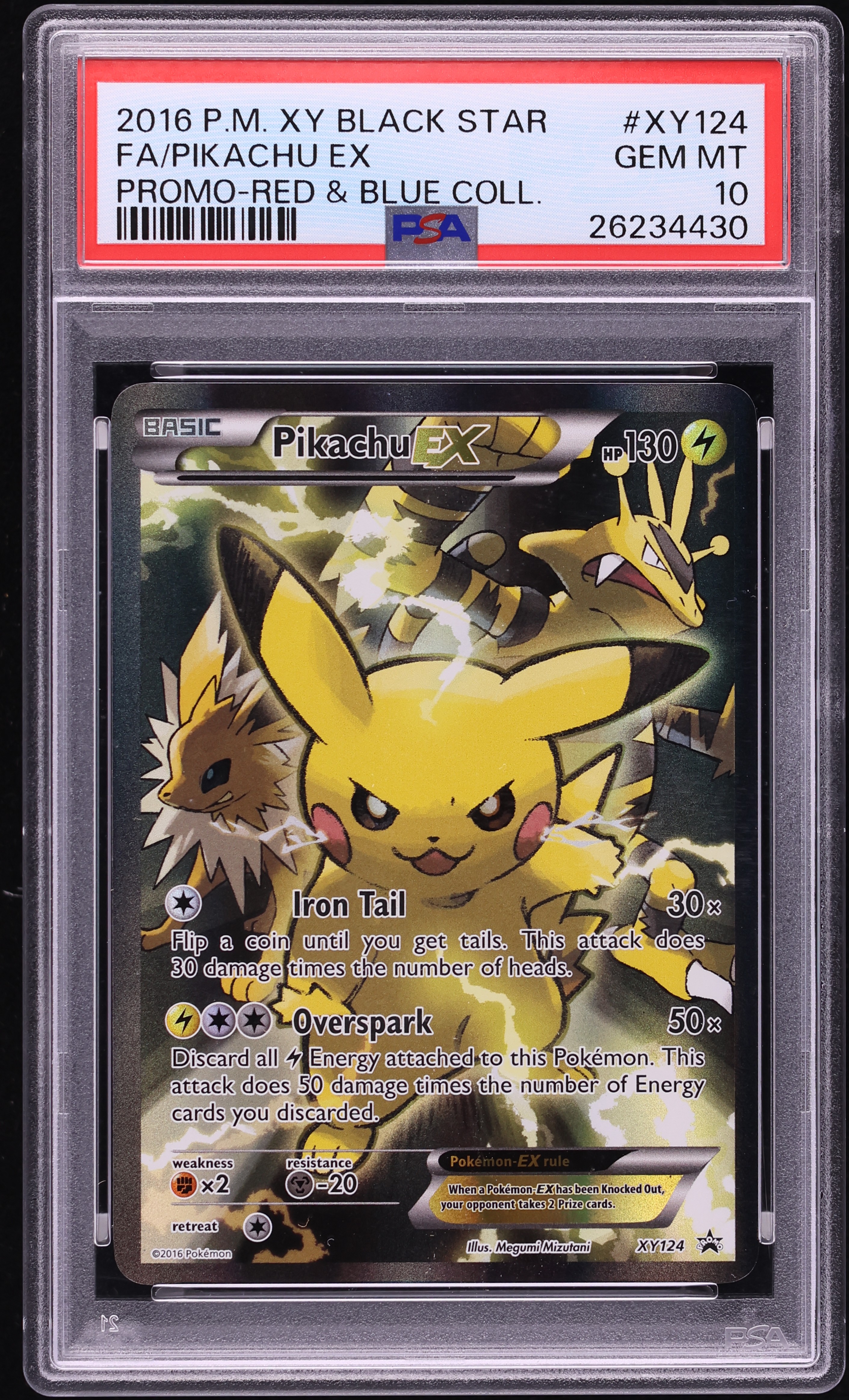 2016 Pokemon XY Promo Red & Blue Collection Full Art Pikachu EX #XY124 PSA 10 GEM MINT