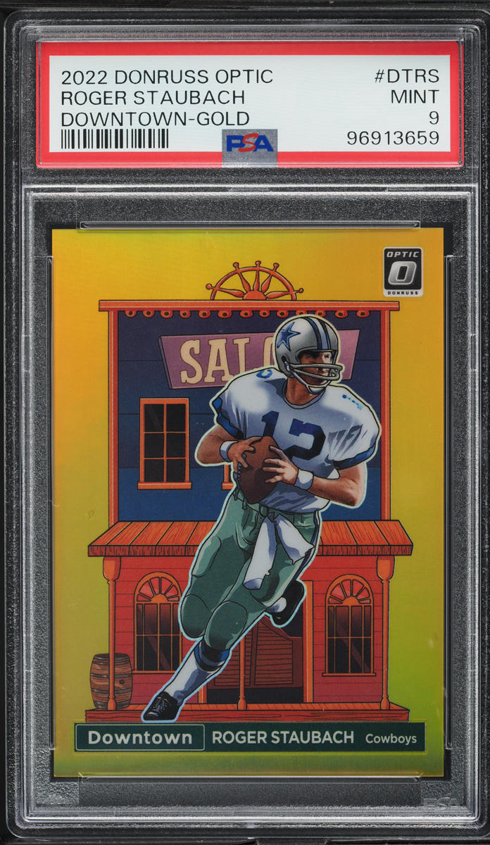 2022 Panini Donruss Optic Downtown Gold Roger Staubach 10/10 #DTRS PSA 9 MINT