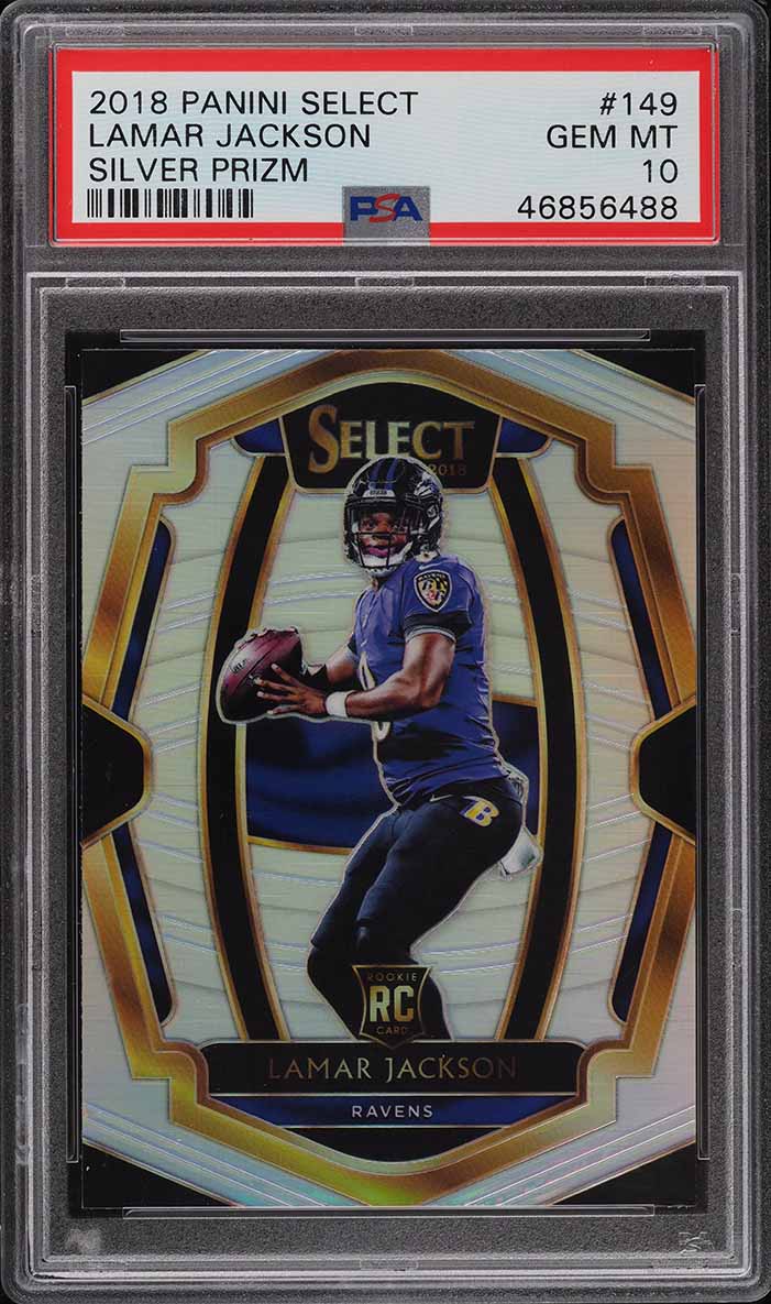 2018 Select Silver Premier Prizm Lamar Jackson ROOKIE RC #149 PSA 10 GEM MINT