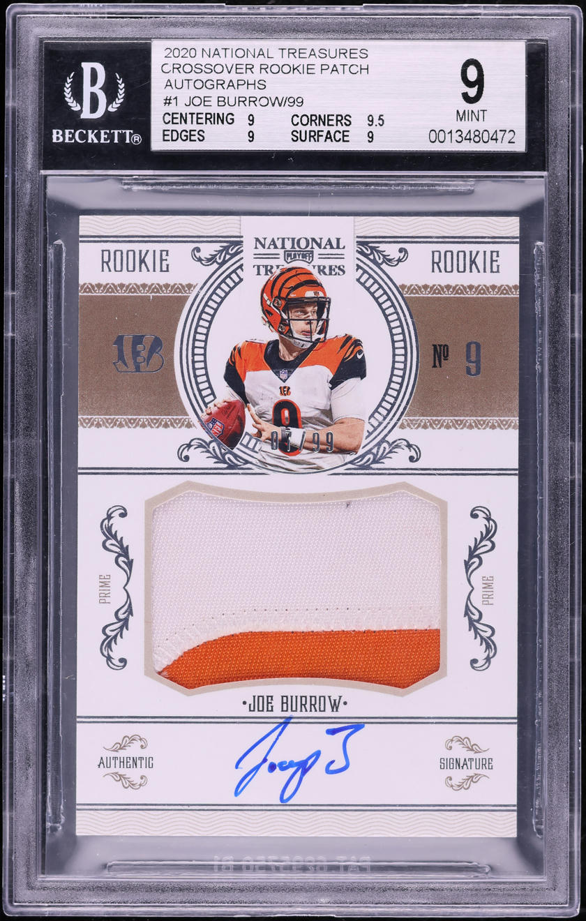 2020 National Treasures Crossover Joe Burrow ROOKIE PATCH AUTO /99 BGS 9 MINT