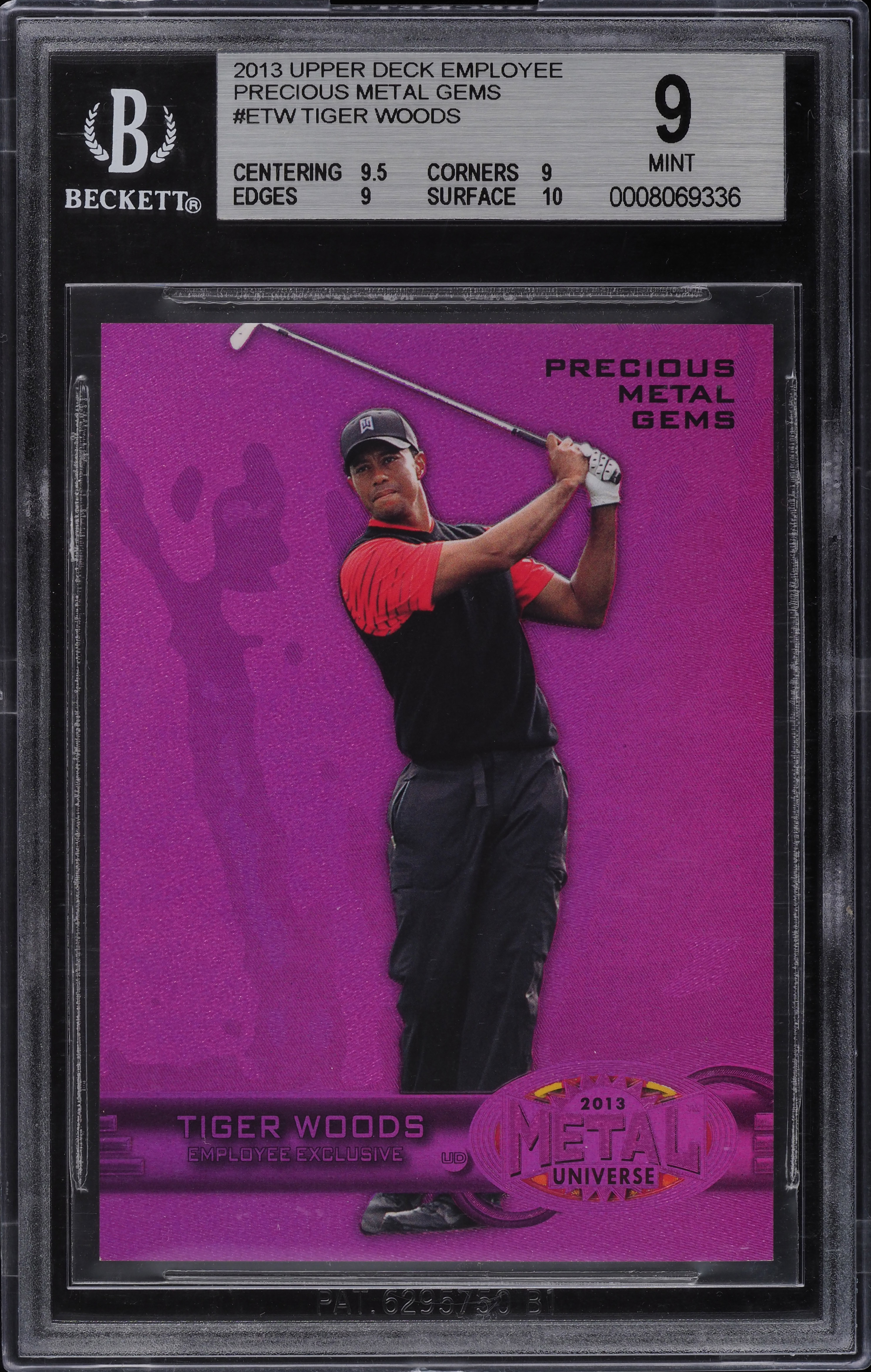 2013 UD Employee Exclusive Precious Metal Gems PMG Tiger Woods /125 BGS 9 MINT