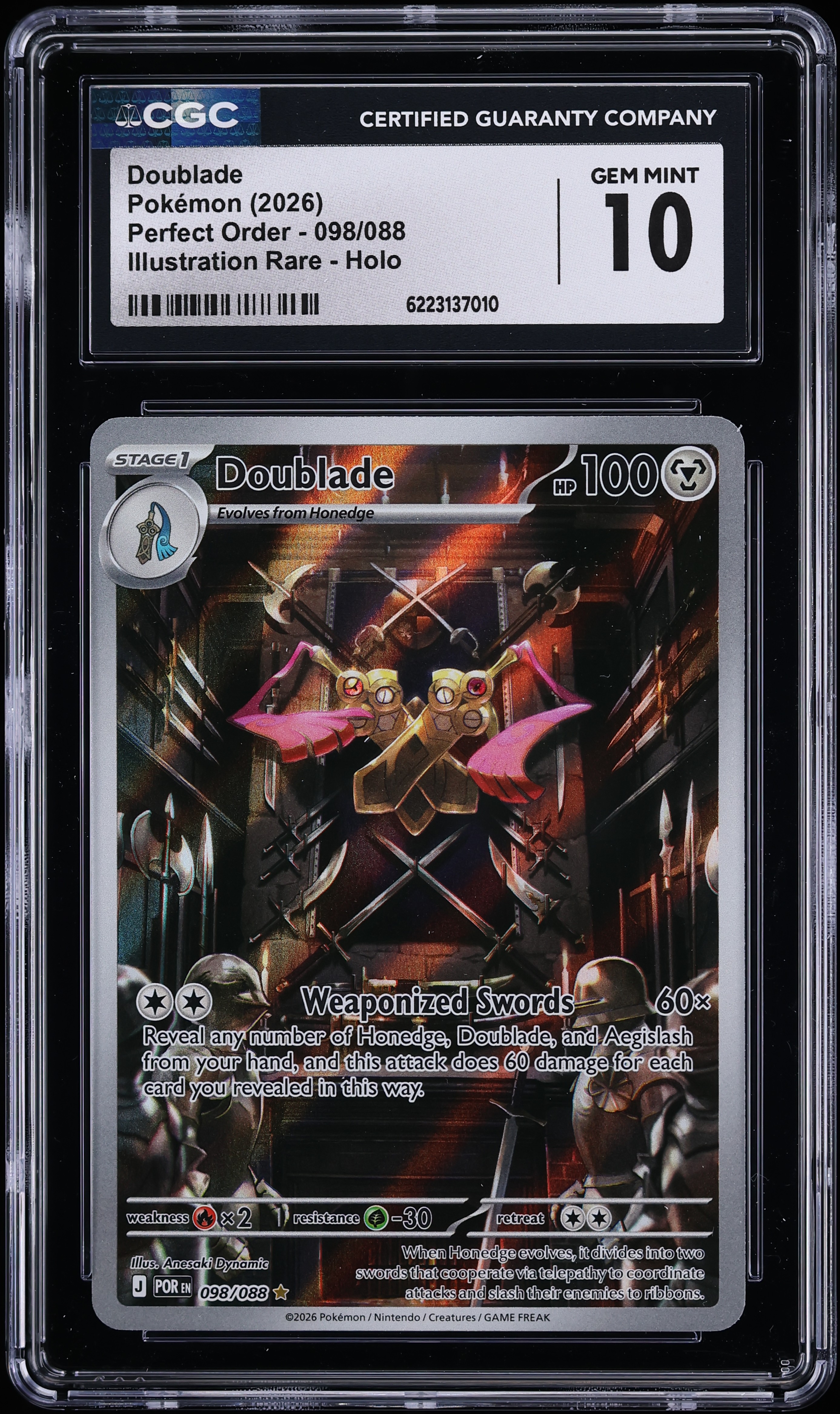 2026 Pokemon Mega Evolution Perfect Order IR Doublade #98 CGC 10 GEM MINT