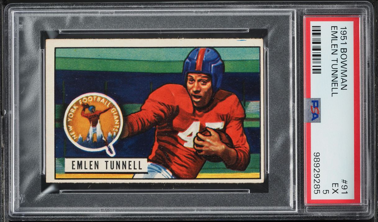 1951 Bowman Football Emlen Tunnell ROOKIE #91 PSA 5 EX