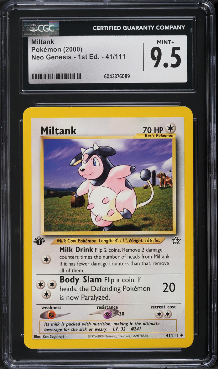 2000 Pokemon Neo Genesis 1st Edition Miltank #41 CGC 9.5 MINT+