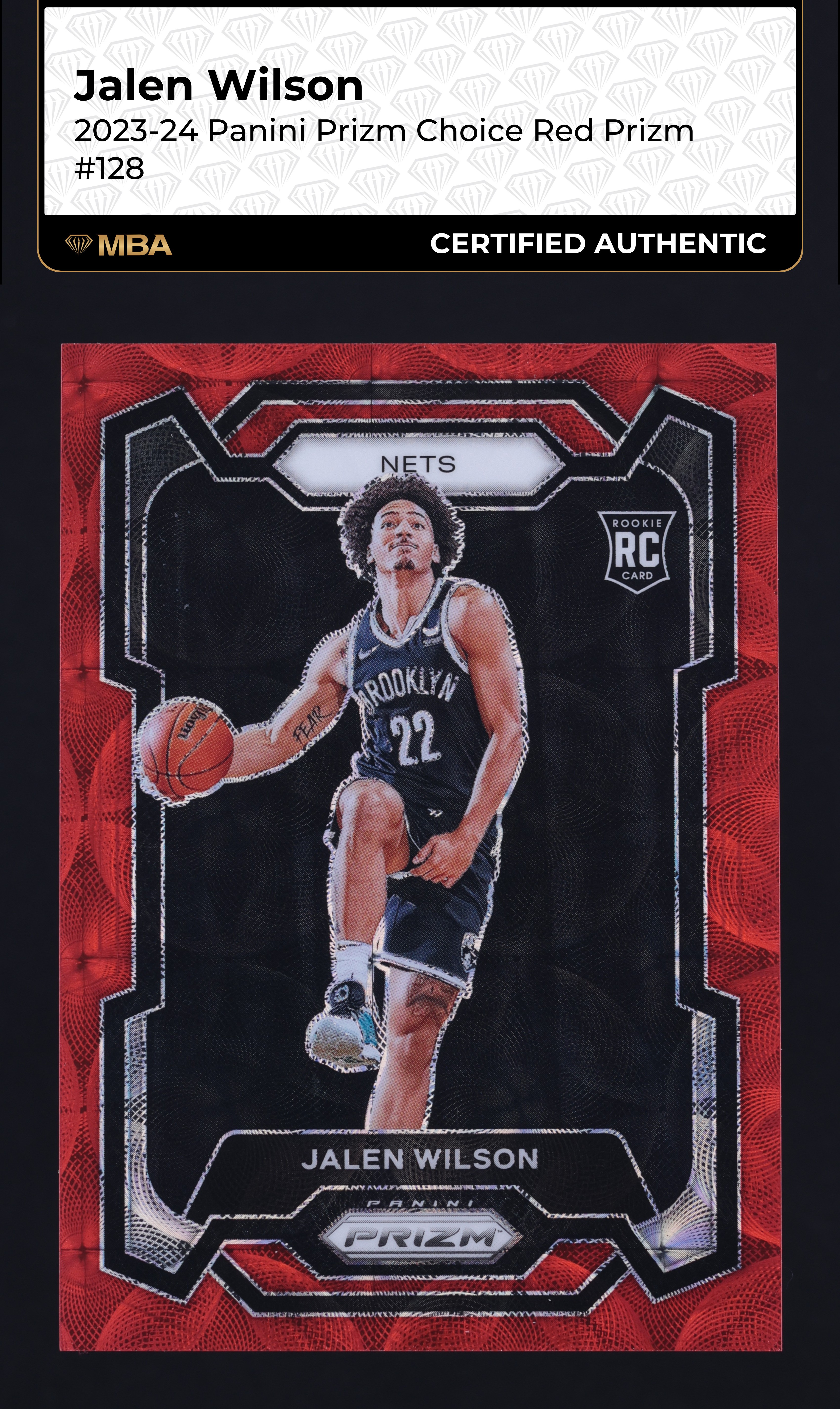 2023 Panini Prizm Choice Red Jalen Wilson ROOKIE /88 #128 MBA AUTH