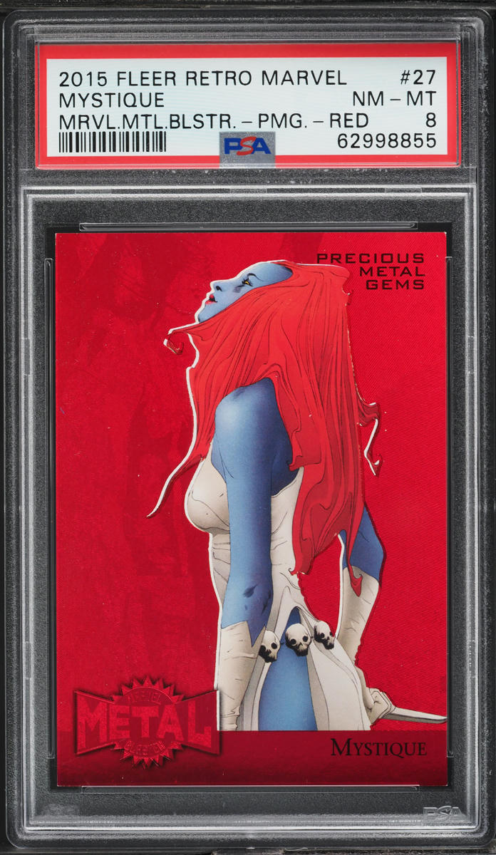 2015 Fleer Retro Marvel Precious Metal Gems PMG Red Mystique /100 #27 PSA 8