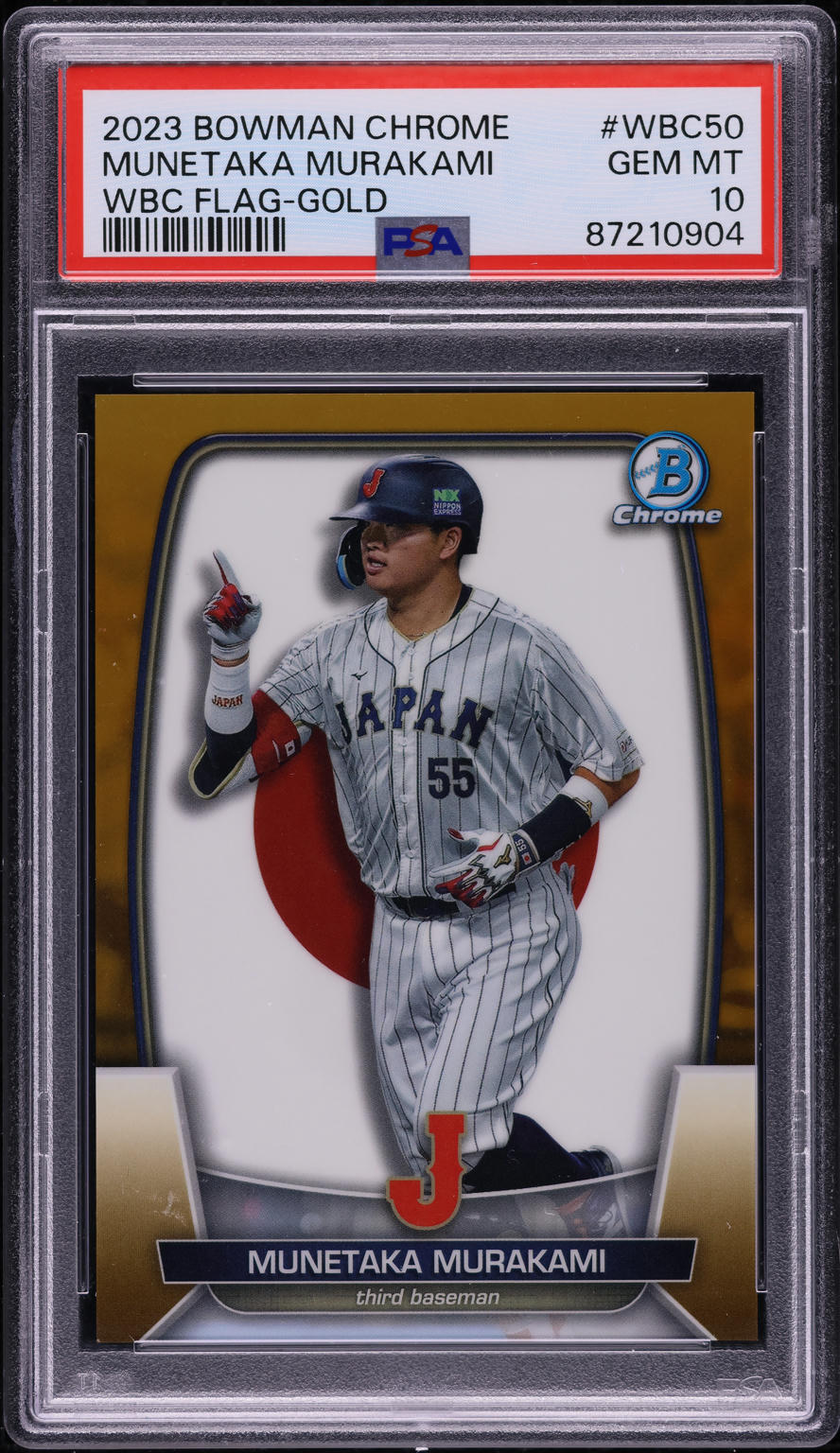 2023 Bowman Chrome World Baseball Classic Flag Gold Munetaka Murakami /50 PSA 10
