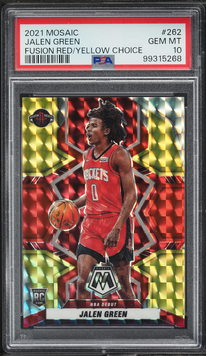 2021 Panini Mosaic Fusion Red Yellow Choice Jalen Green ROOKIE /88 #262 PSA 10