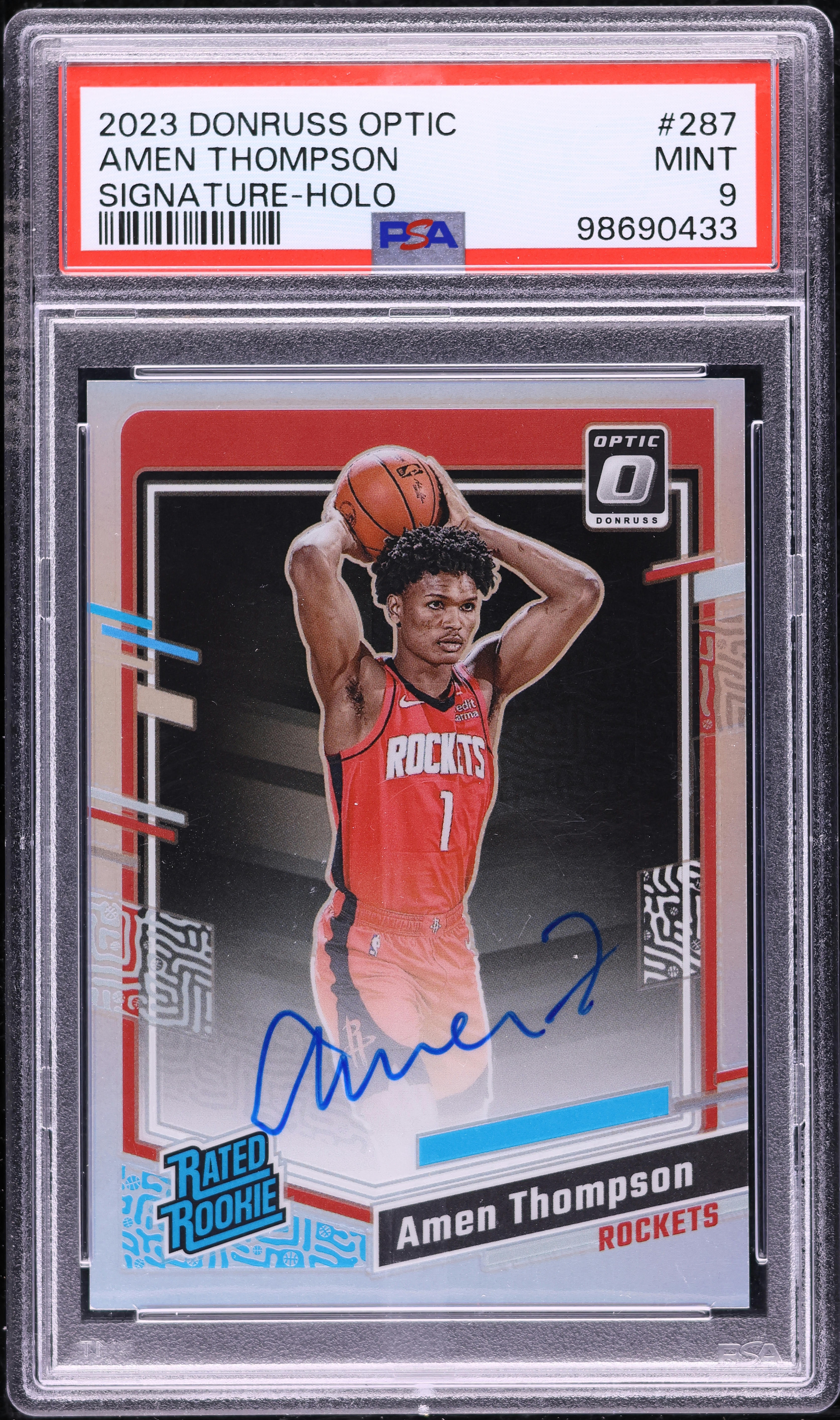 2023 Donruss Optic Holo Amen Thompson ROOKIE AUTO #287 PSA 9 MINT