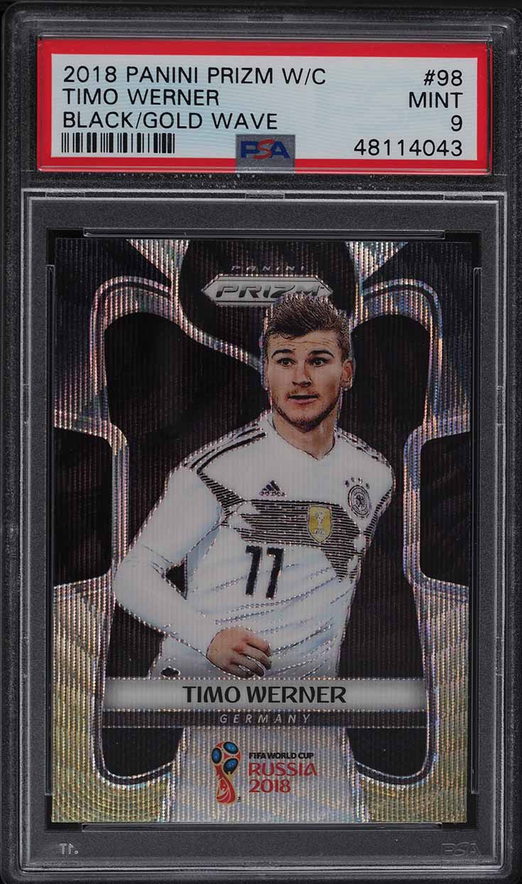 2018 Panini Prizm World Cup Black Gold Wave Prizms Timo Werner ROOKIE #98 PSA 9