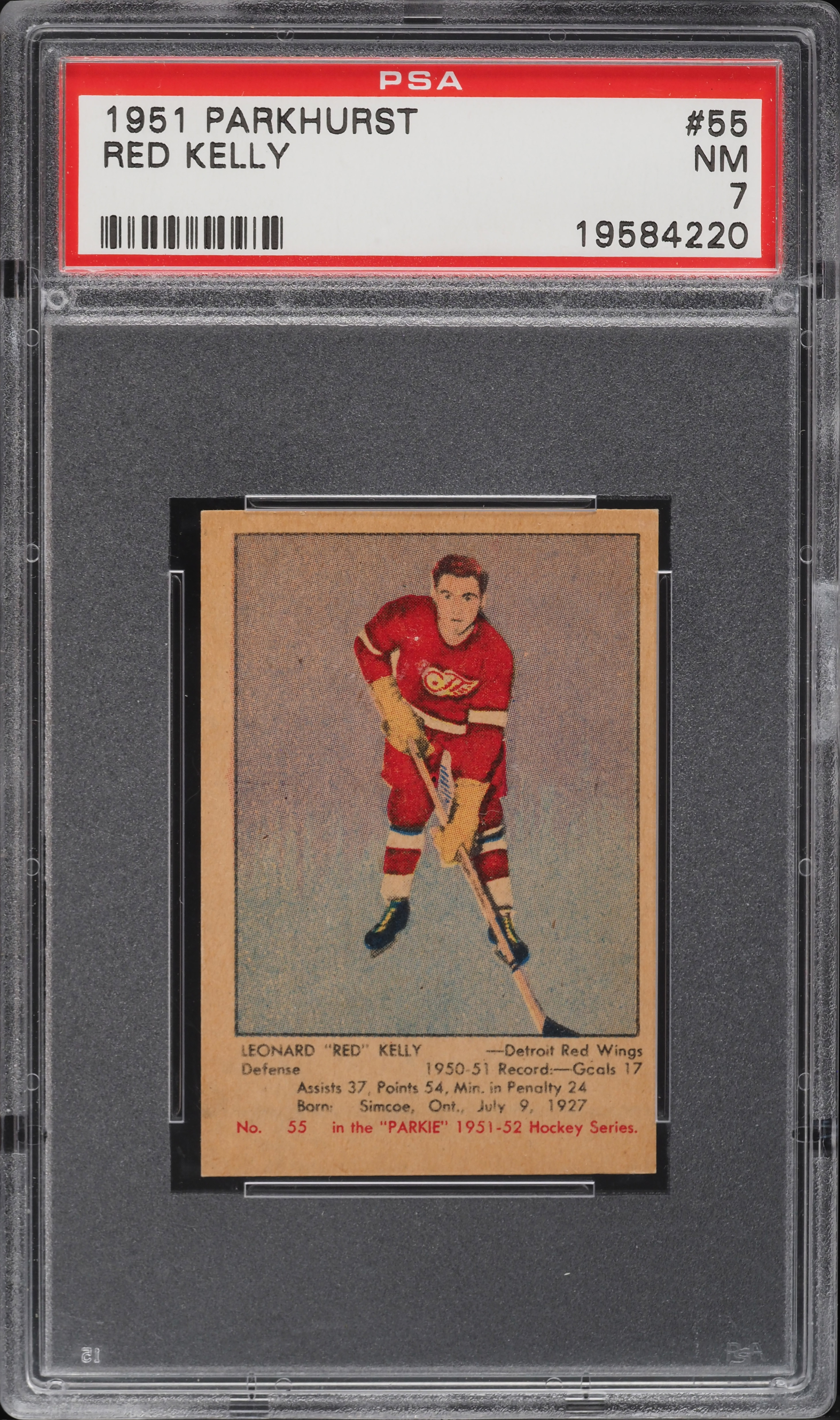 1951 Parkhurst Red Kelly ROOKIE #55 PSA 7 NRMT
