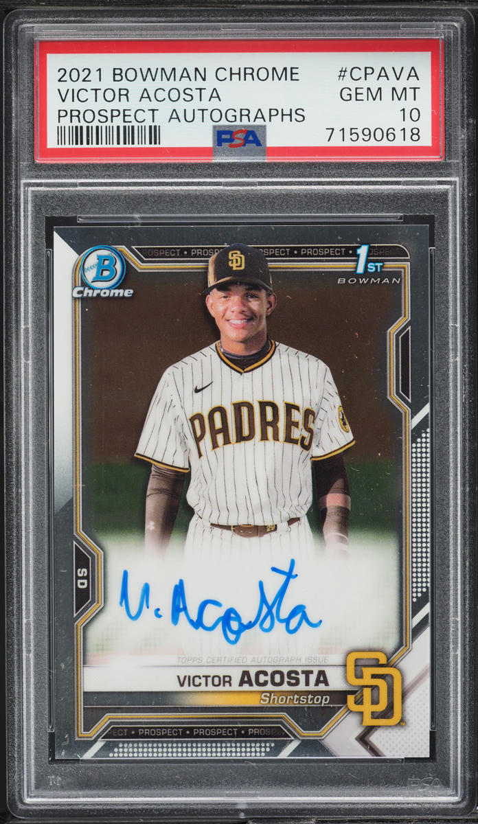 2021 Bowman Chrome Victor Acosta PROSPECT AUTO #CPA-VA PSA 10 GEM MINT
