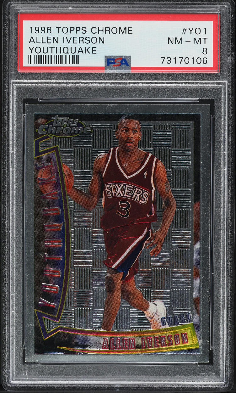 1996 Topps Chrome Youthquake Allen Iverson ROOKIE #YQ1 PSA 8 NM-MT