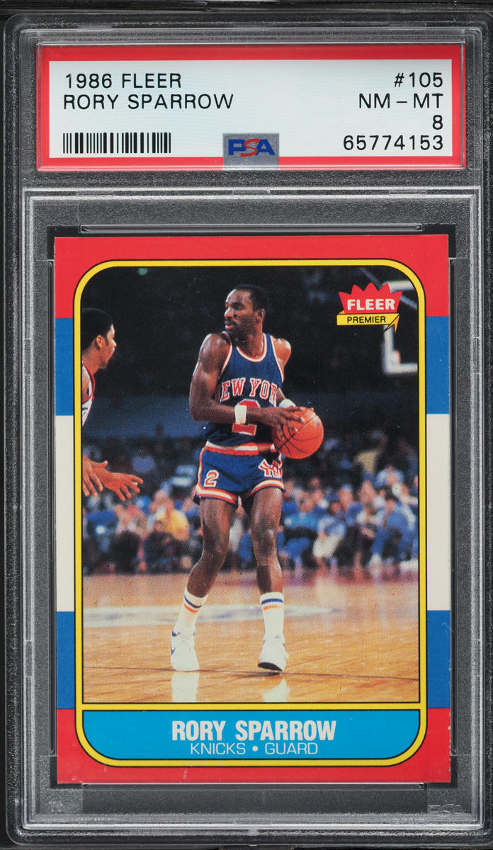 1986 Fleer Basketball Rory Sparrow #105 PSA 8 NM-MT