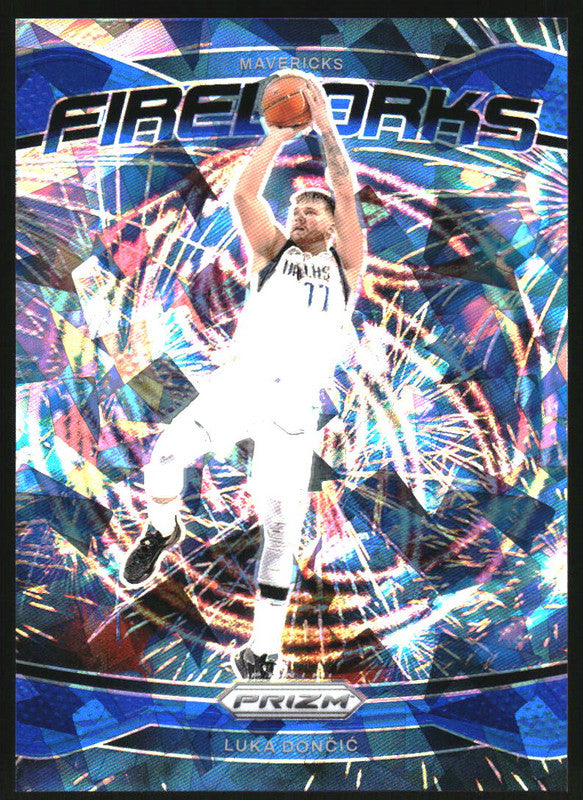 2024-25 Panini Prizm Fireworks Blue Ice Prizm #1 Luka Doncic /125