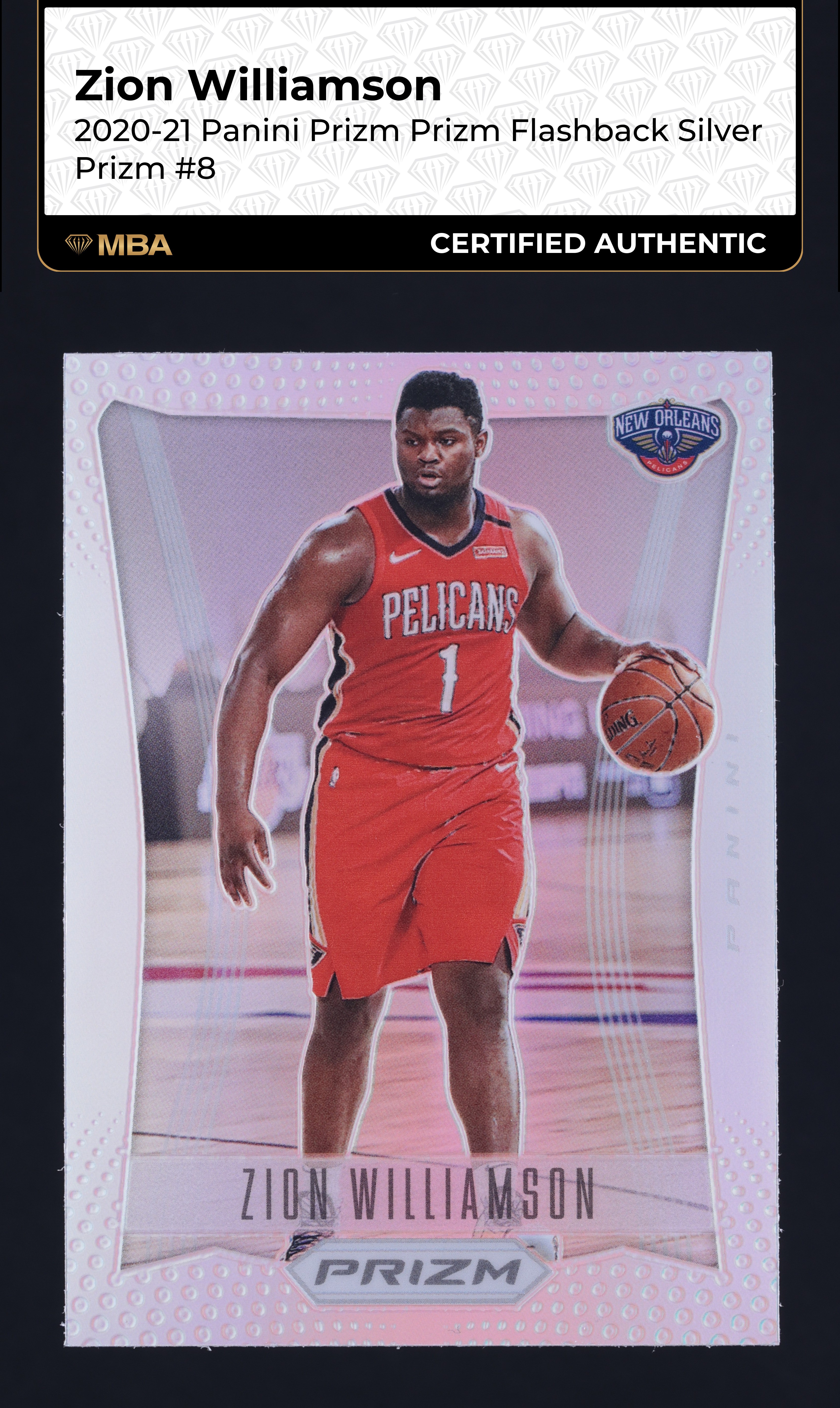 2020 Panini Prizm Flashback Silver Zion Williamson #8 MBA AUTH