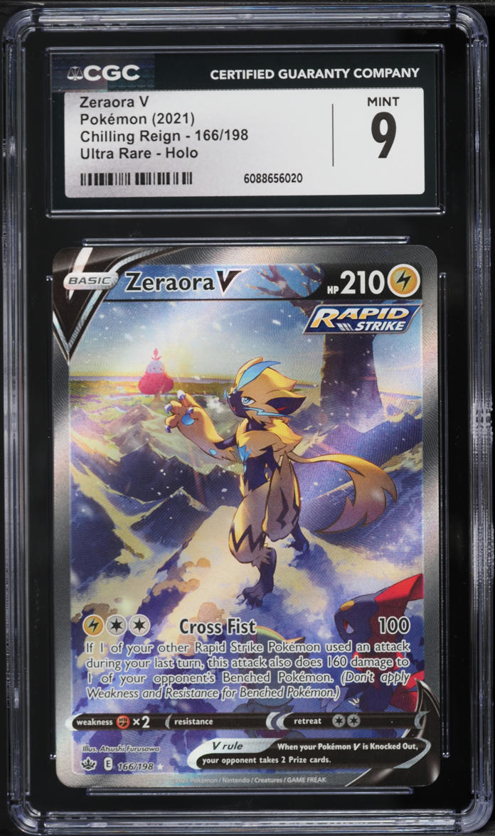 2021 Pokemon Sword & Shield Chilling Reign Alt Art Zeraora V #166 CGC 9 MINT