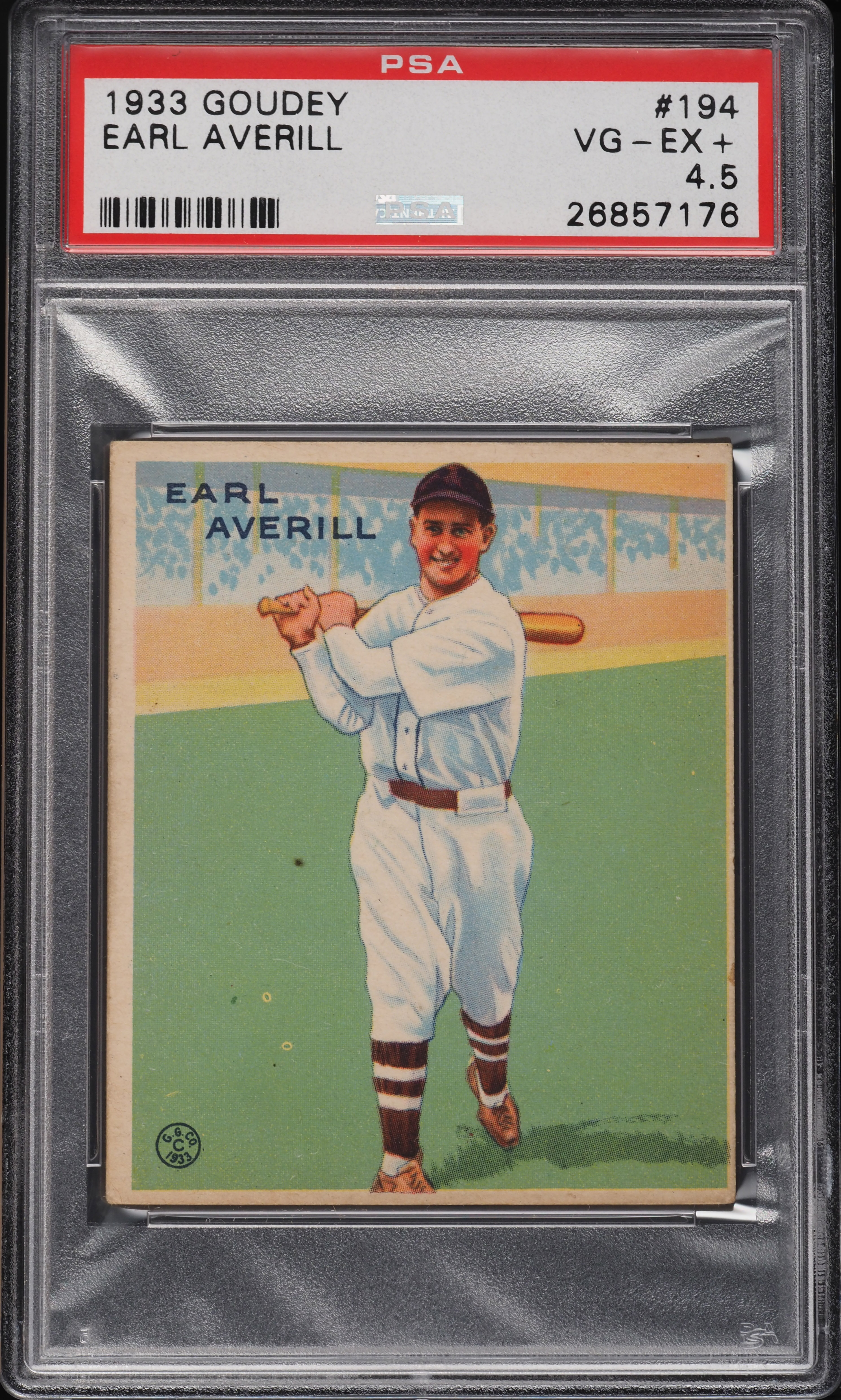 1933 Goudey Earl Averill #194 PSA 4.5 VGEX+