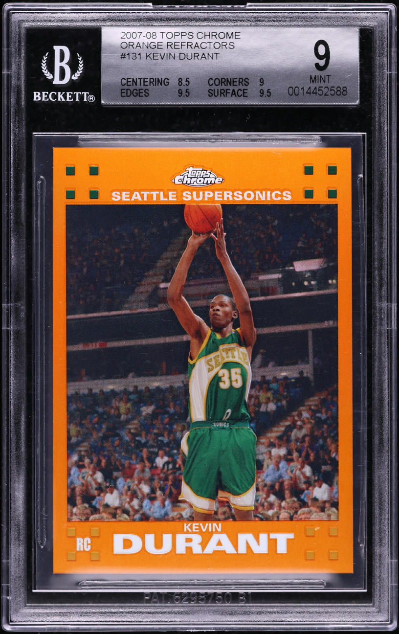 2007 Topps Chrome Orange Refractor Kevin Durant ROOKIE /199 #131 BGS 9 MINT