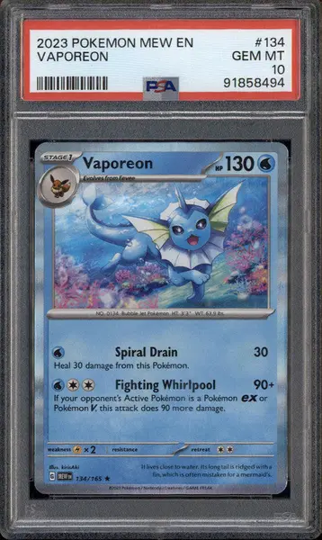 2023 Pokemon Mew EN-151 #134 Vaporeon PSA 10