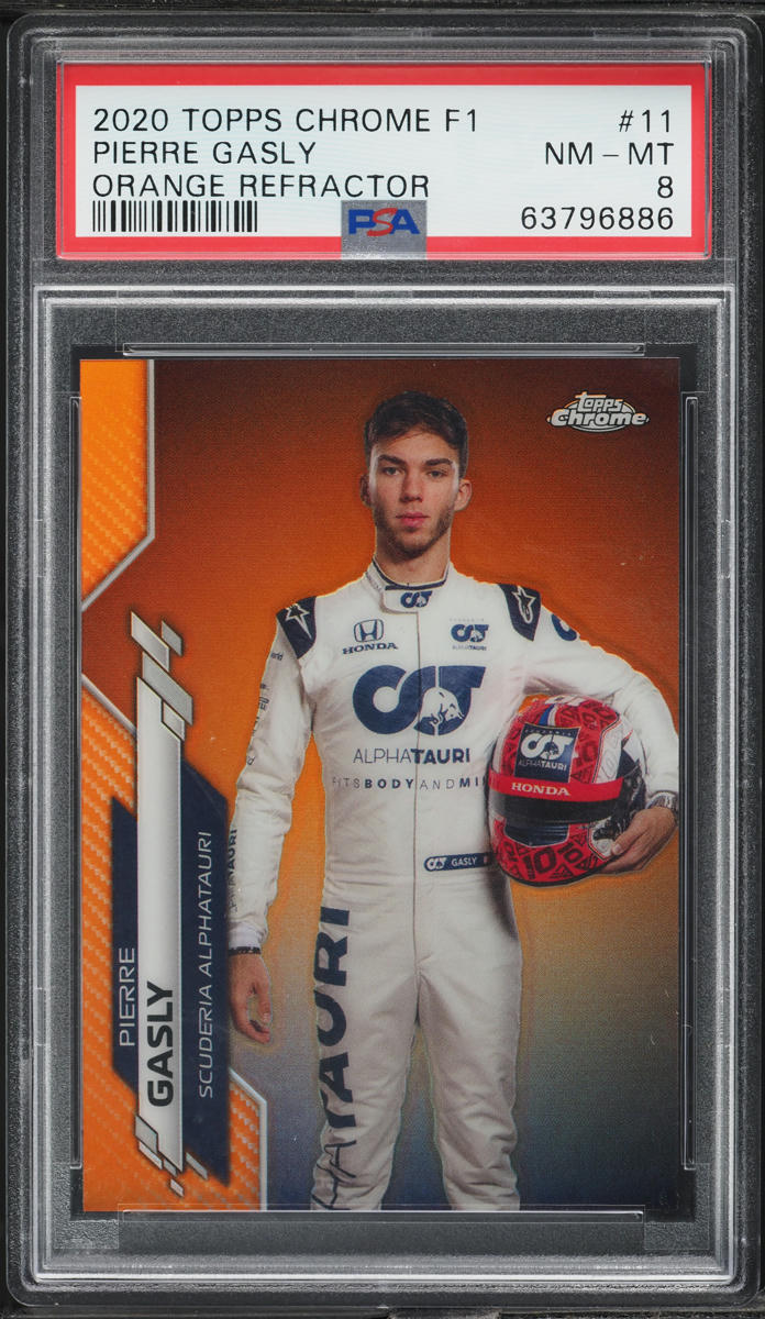 2020 Topps Chrome Formula 1 F1 Orange Refractor Pierre Gasly /25 #11 PSA 8 NM-MT