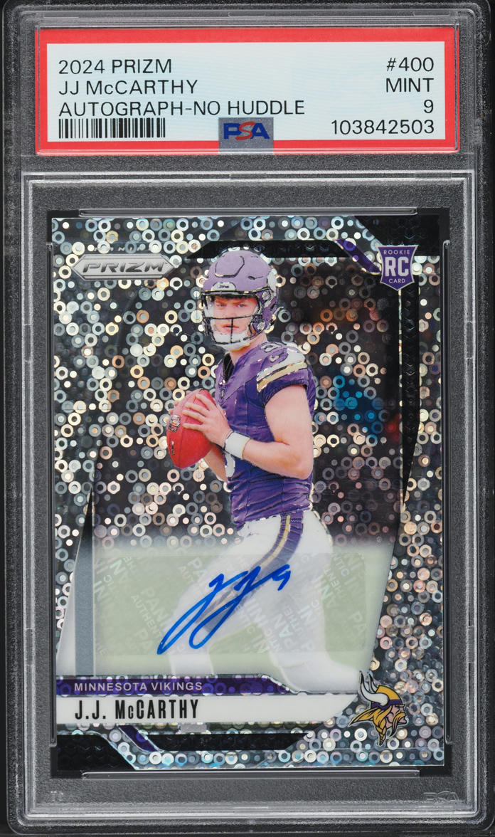 2024 Panini Prizm No Huddle JJ McCarthy ROOKIE AUTO #400 PSA 9 MINT