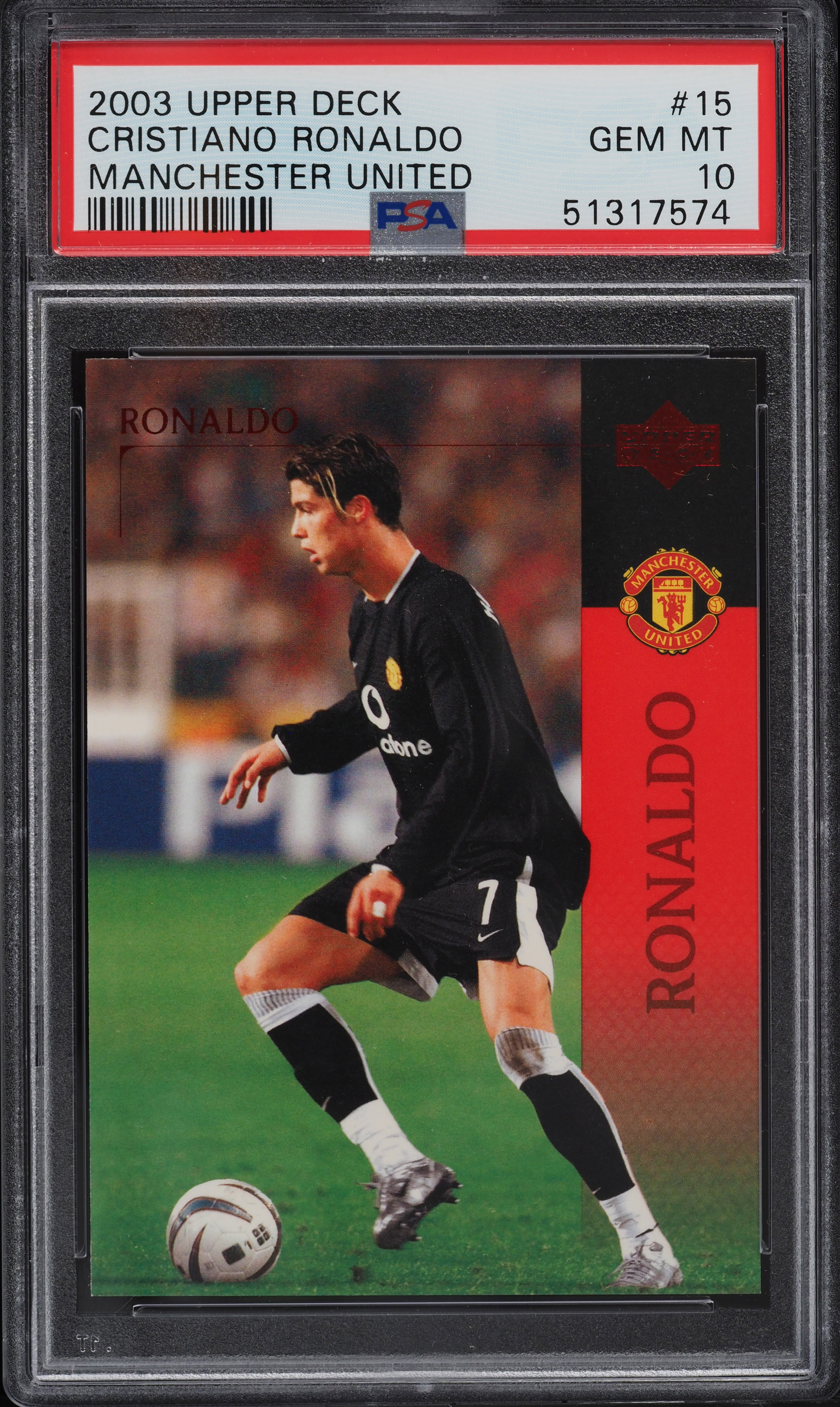 2003 Upper Deck Manchester United Cristiano Ronaldo ROOKIE #15 PSA