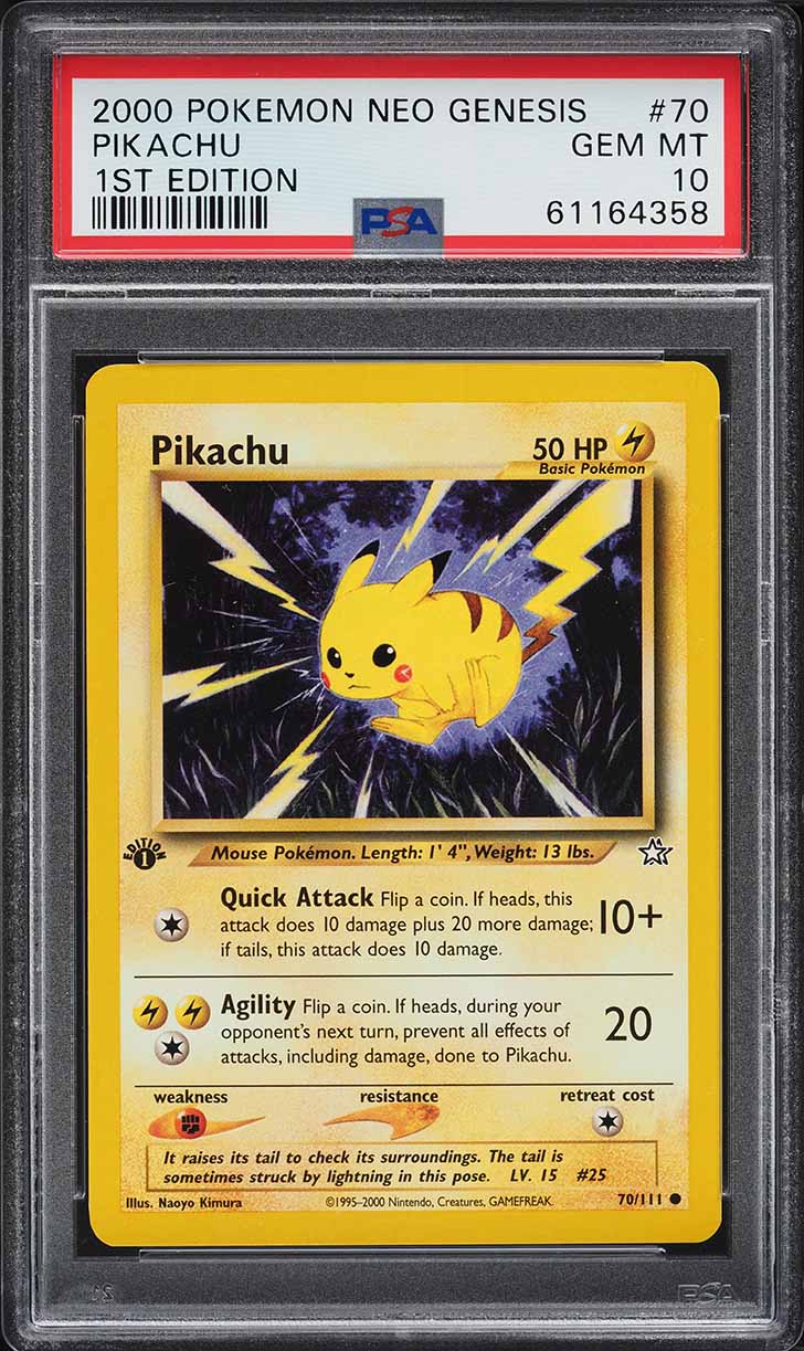 2000 Pokemon Neo Genesis 1st Edition Pikachu #70 PSA 10 GEM MINT