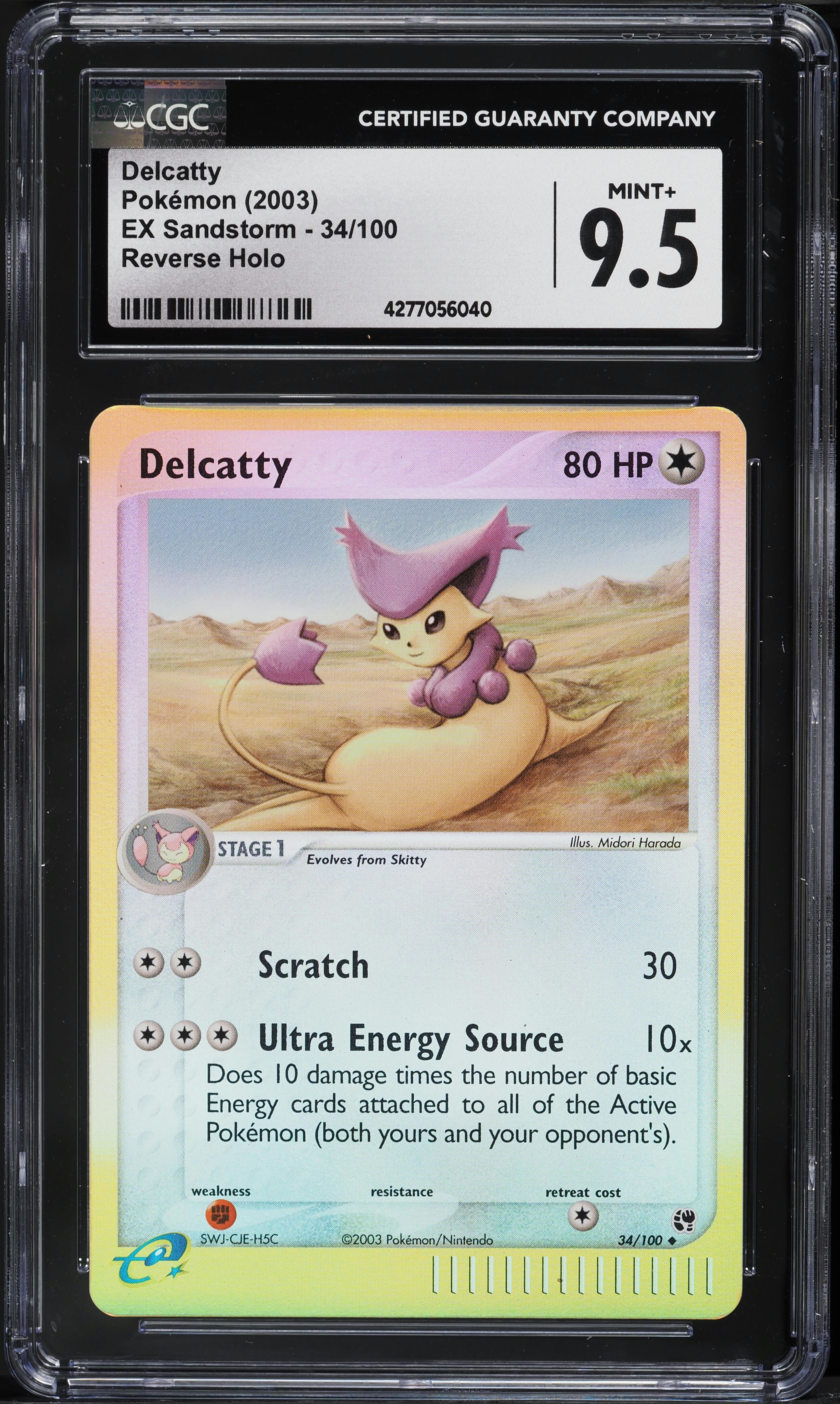 2003 Pokemon EX Sandstorm Reverse Holo Delcatty #34 CGC 9.5 MINT+