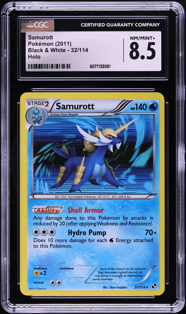 2011 Pokemon Black & White Holo Samurott #32 CGC 8.5 NM-MT+