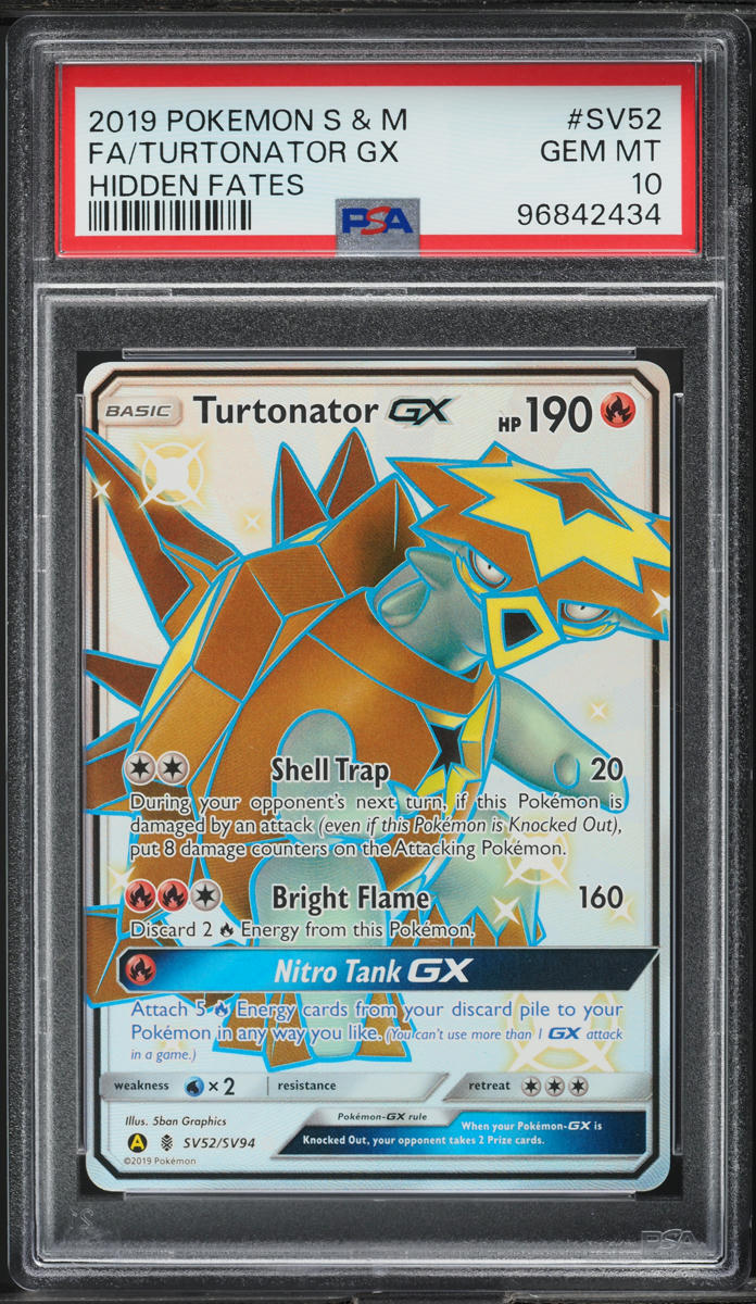 2019 Pokemon SM Hidden Fates Full Art Shiny Turtonator GX #SV52 PSA 10 GEM MINT